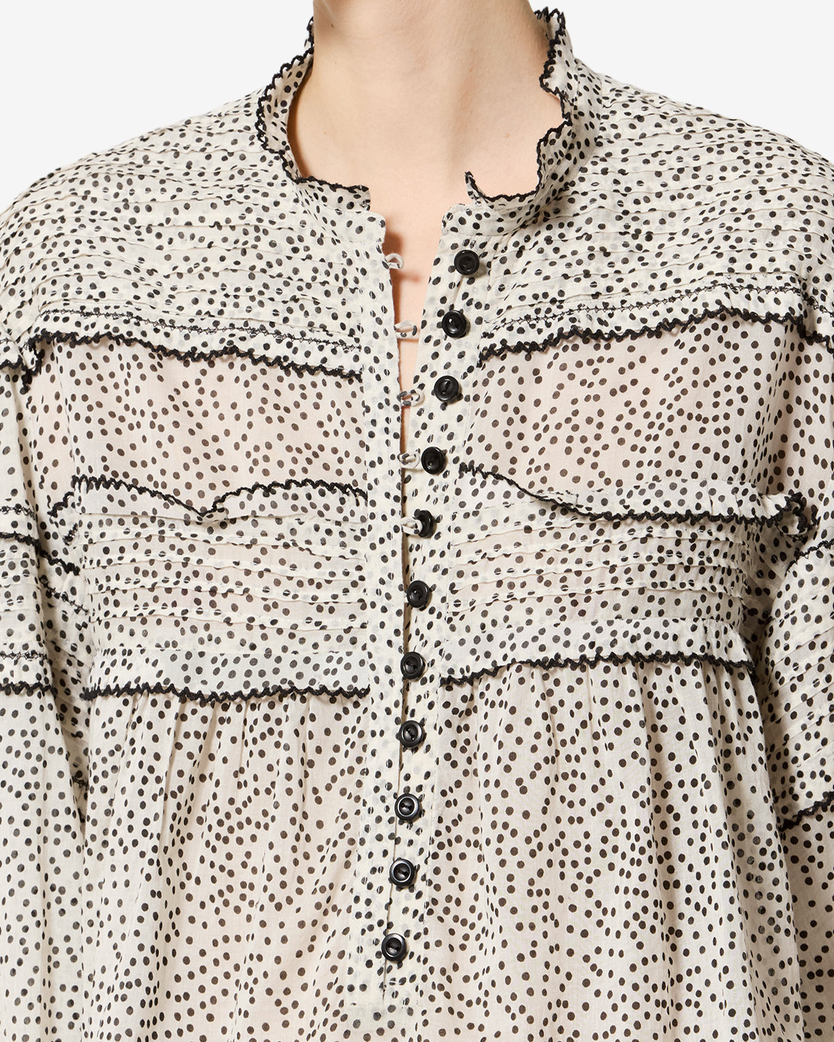 Blouse Doane — Écru et noir, vue 3 ; référence HT0914FAD3J03EECBK