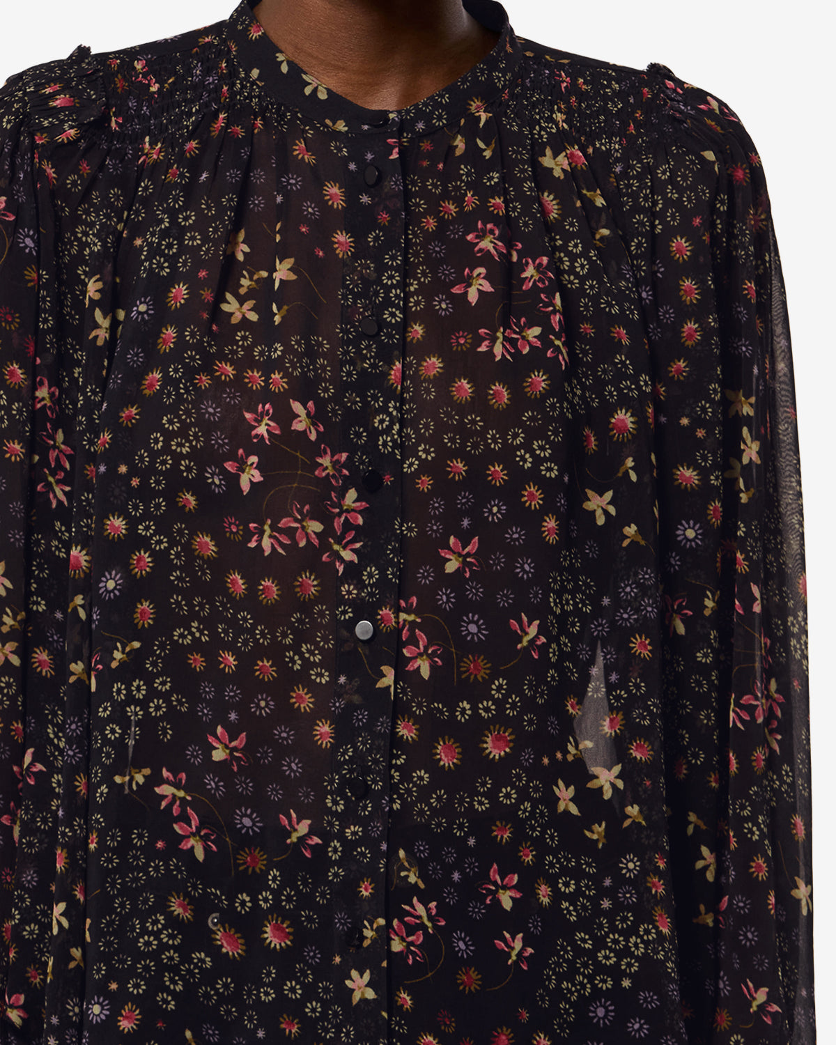 Blouse Florine — Noir et écru, vue 3 ; référence HT0947FAD3J01EBKEC