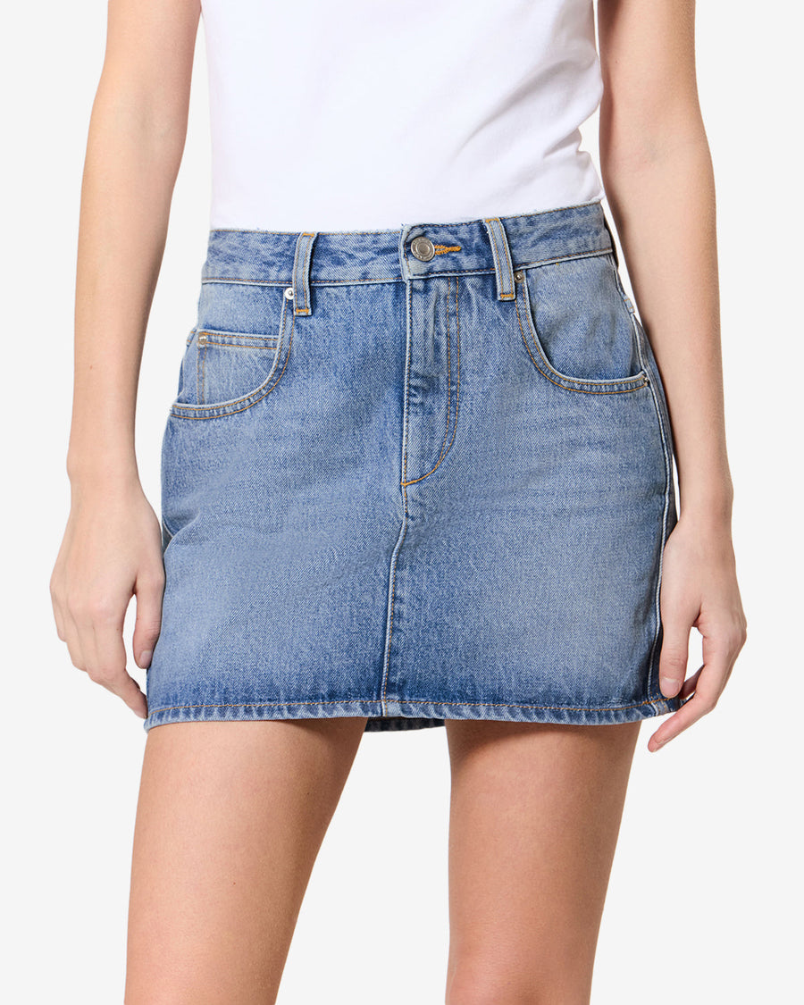 Jupe Zilema en denim — Bleu clair, vue 1 ; référence JU0548FBD1H04I30LU