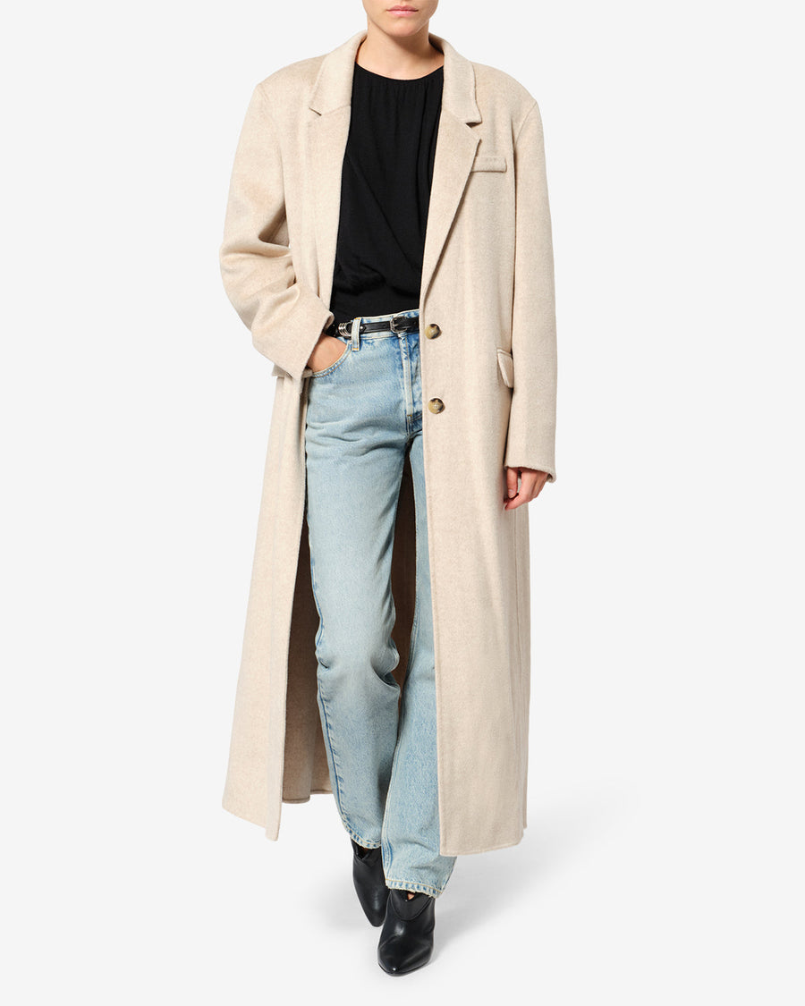 Manteau Clesa en laine — Sable, vue 1 ; référence MA0575FAD3D03I23SD
