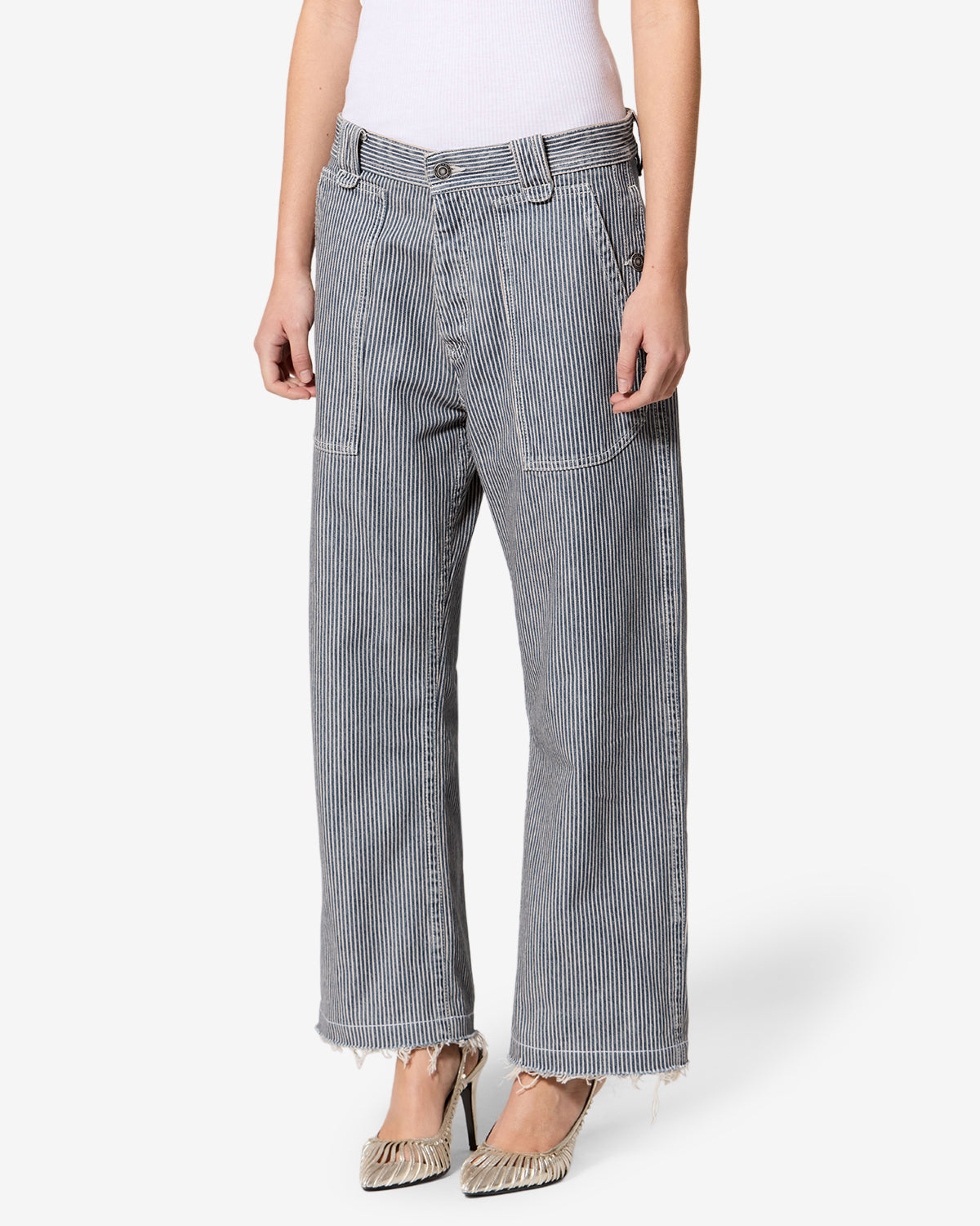 Pantalon Ermina — Bleu-blanc, vue 1 ; référence PA0709FAD3H02EBUWE