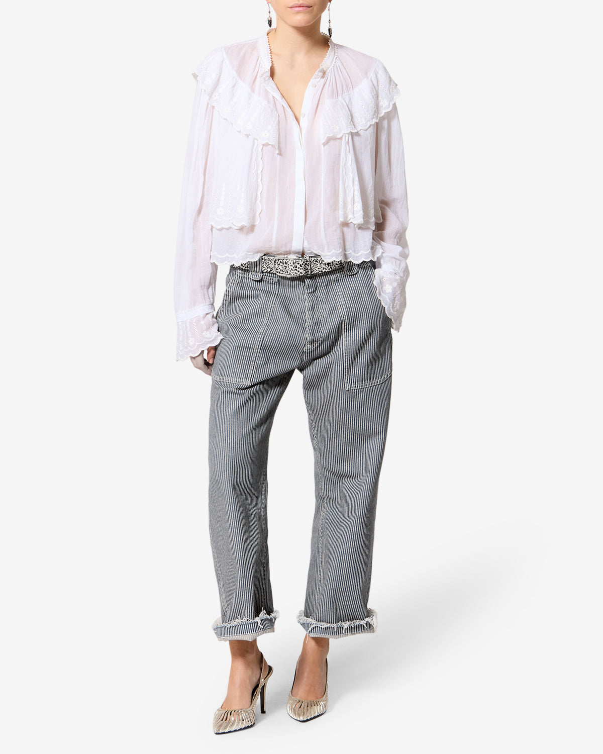 Pantalon Ermina — Bleu-blanc, vue 2 ; référence PA0709FAD3H02EBUWE