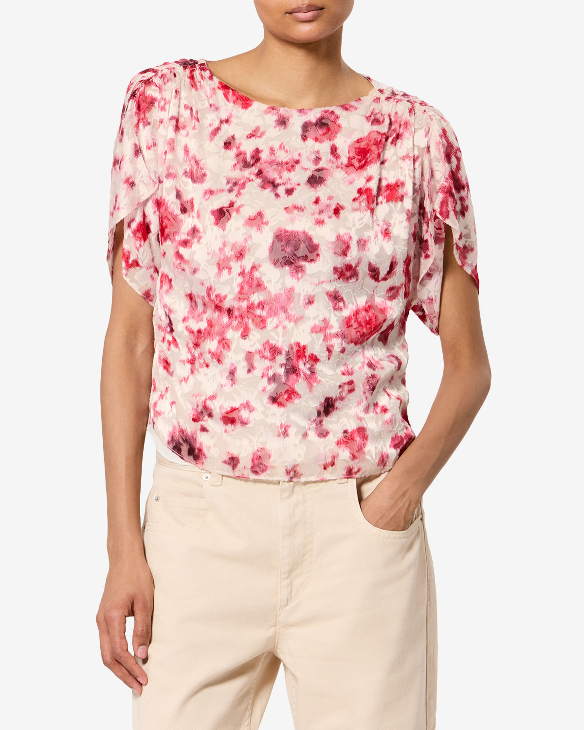 Top Hervane — Écru-rose, vue 1 ; référence HT0962FAD3J14IECPK