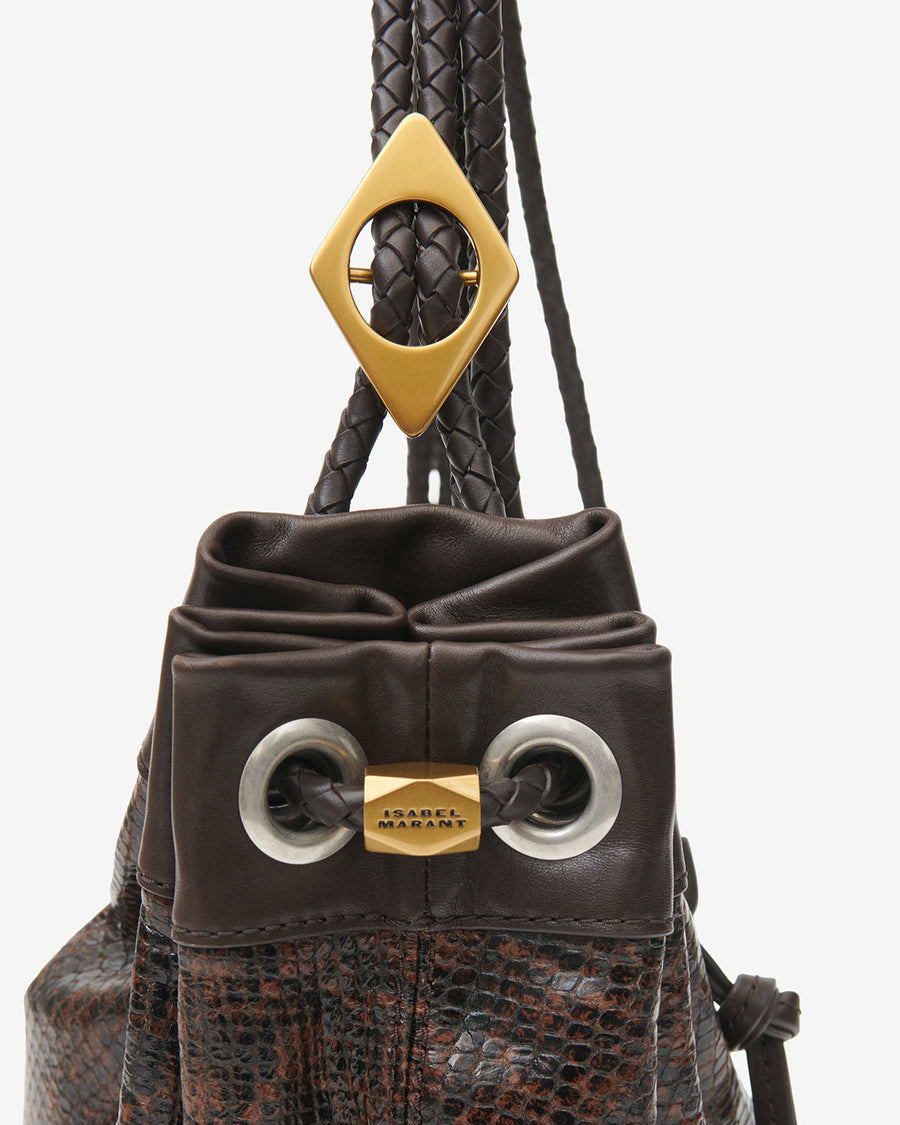 Sac Maia Medium en cuir effet python — Mocha, vue 1 ; référence PP0501FAD3C01M11MA