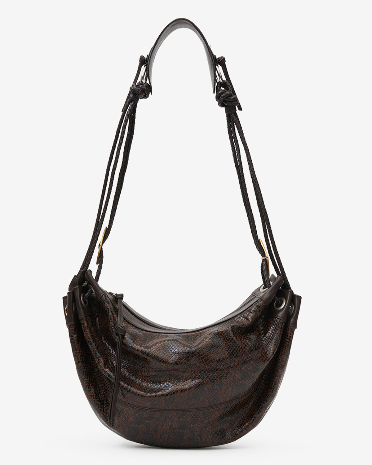 Sac Maia Medium en cuir effet python — Mocha, vue 2 ; référence PP0501FAD3C01M11MA