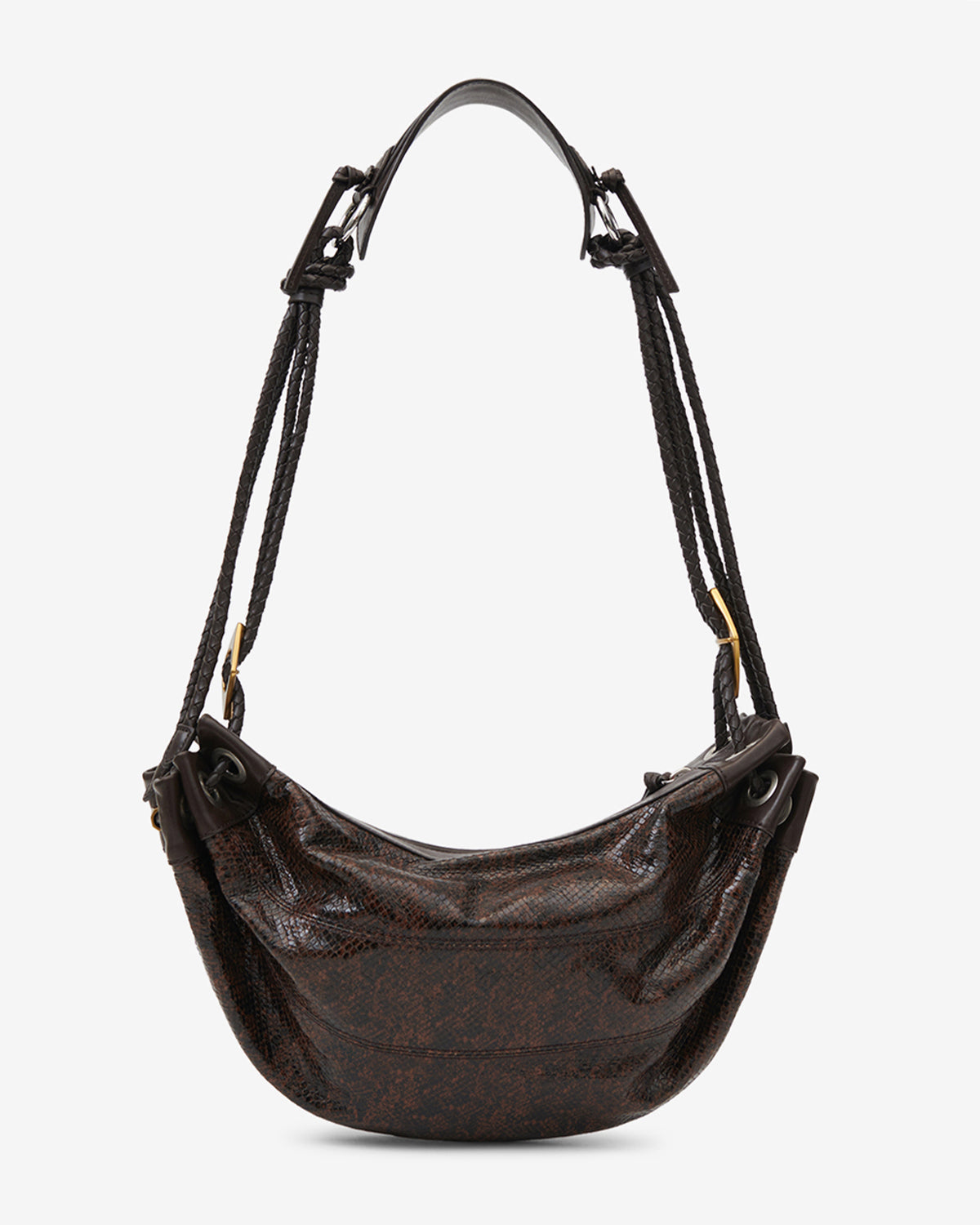 Sac Maia Medium en cuir effet python — Mocha, vue 3 ; référence PP0501FAD3C01M11MA