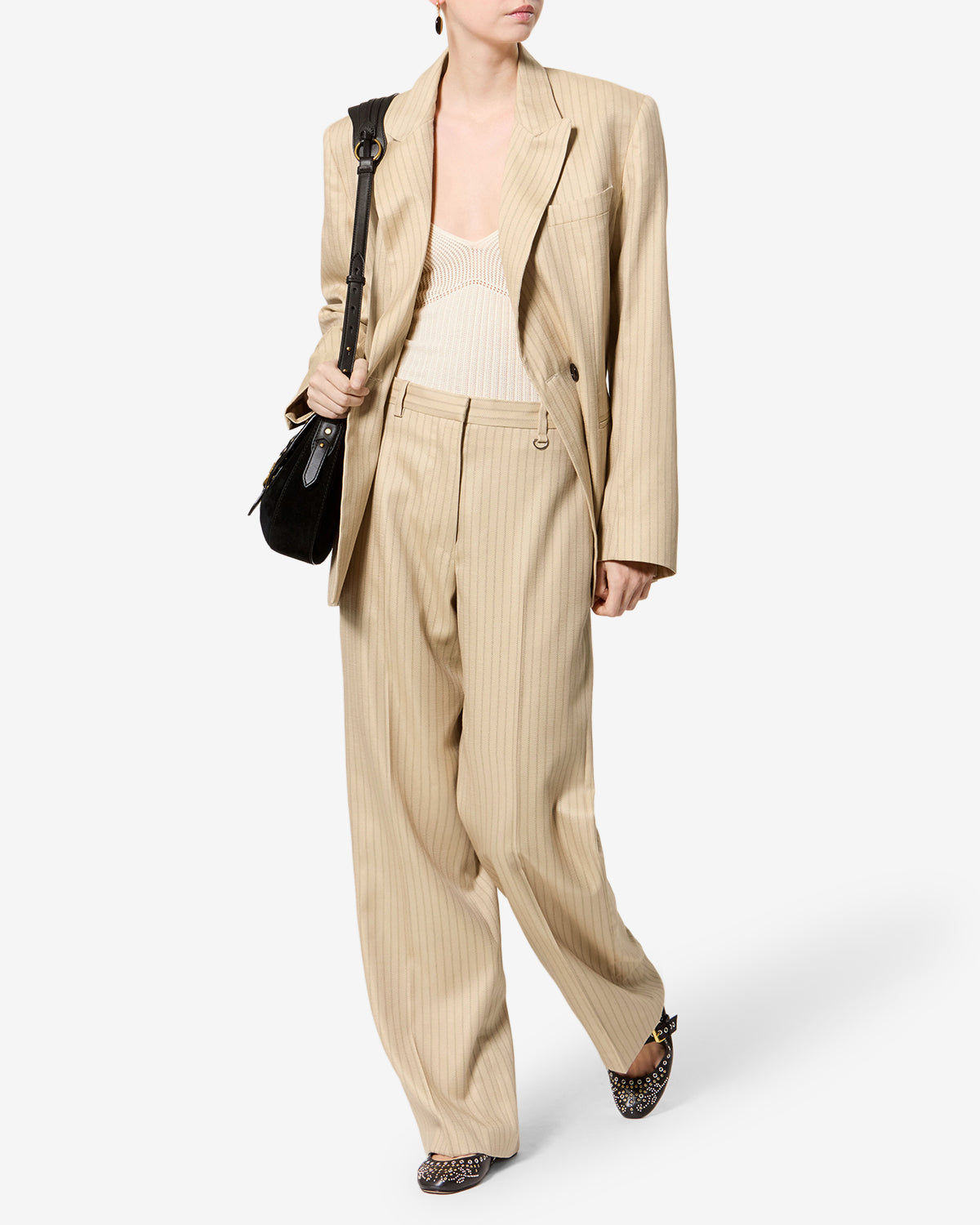Pantalon Noanda en laine — Beige, vue 2 ; référence PA0643FAD3F01I90BE