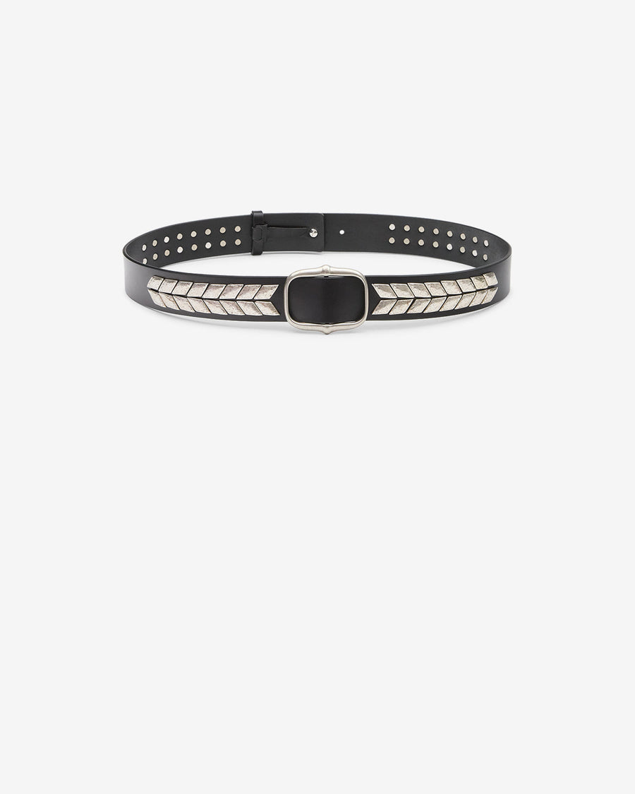 Ceinture Belja en cuir — Noir et argenté, vue 1 ; référence CE458BFAD3A06ABKSI