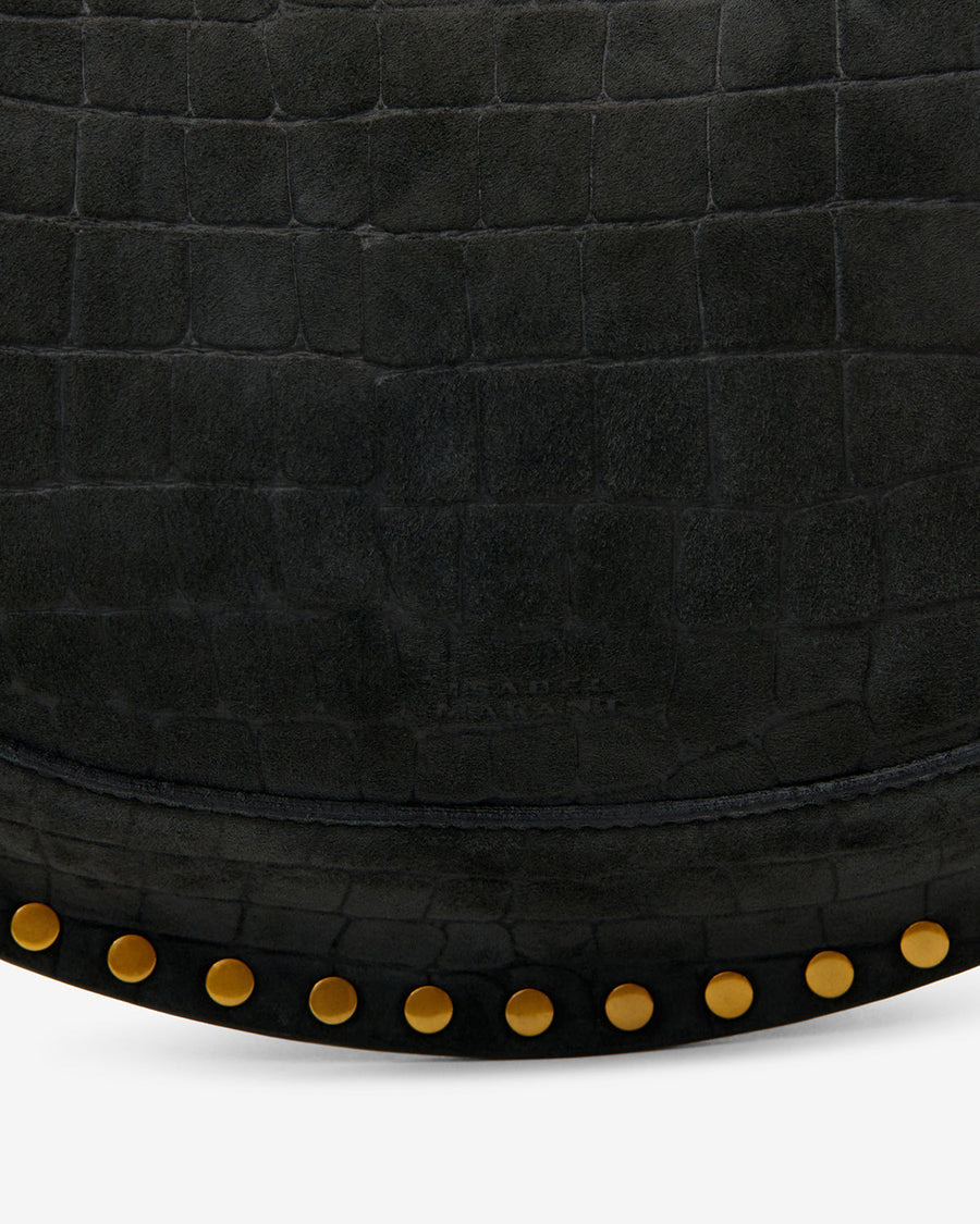 Sac Oskan Moon en cuir velours effet croco — Noir, vue 1 ; référence PP0003FAD3C15M01BK