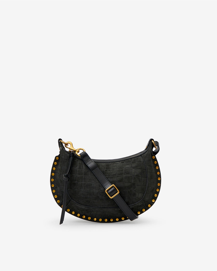 Sac Oskan Moon en cuir velours effet croco — Noir, vue 2 ; référence PP0003FAD3C15M01BK