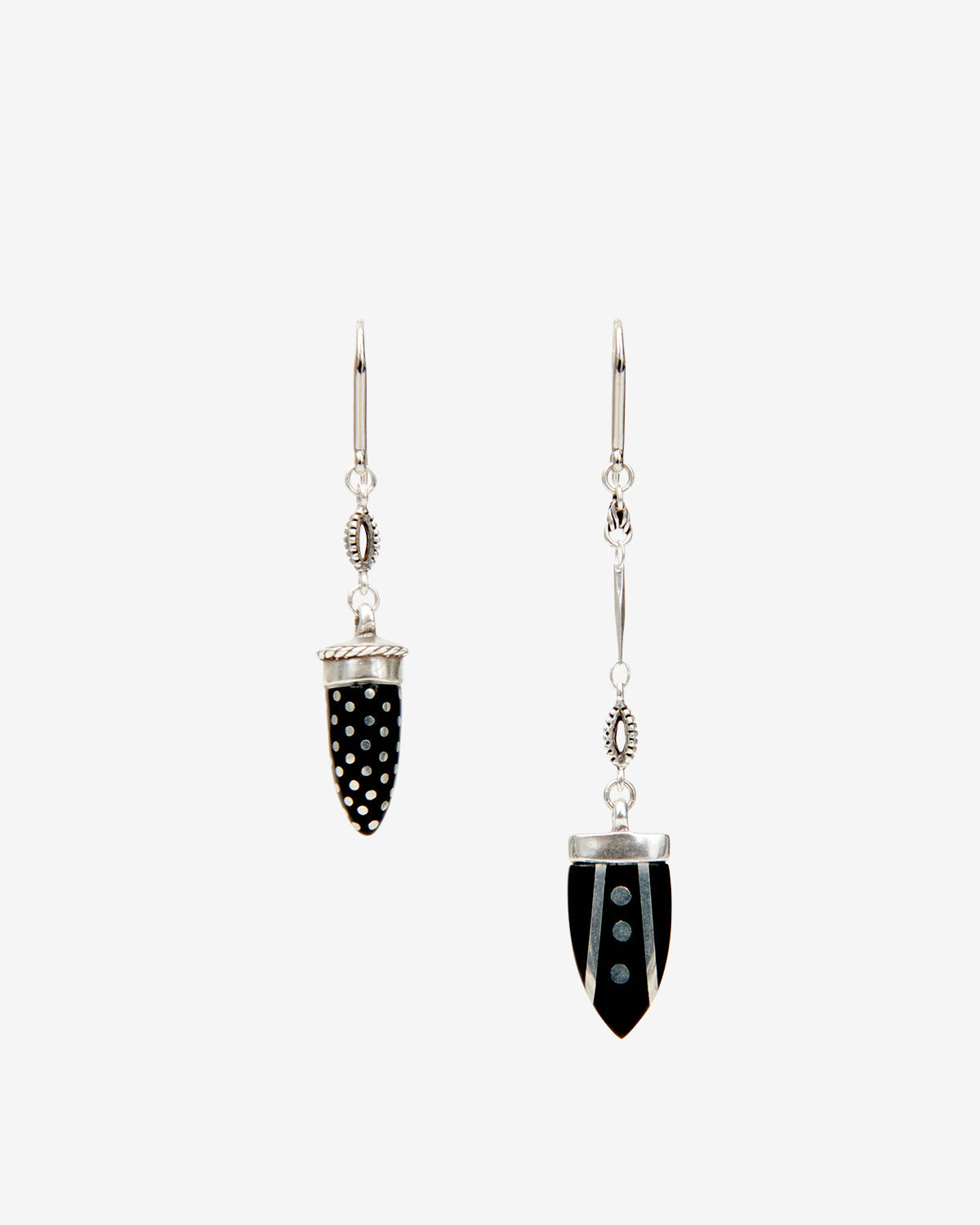Boucles d'oreille Cala — Noir et argenté, vue 1 ; référence BL0305FAD3B02BBKSI
