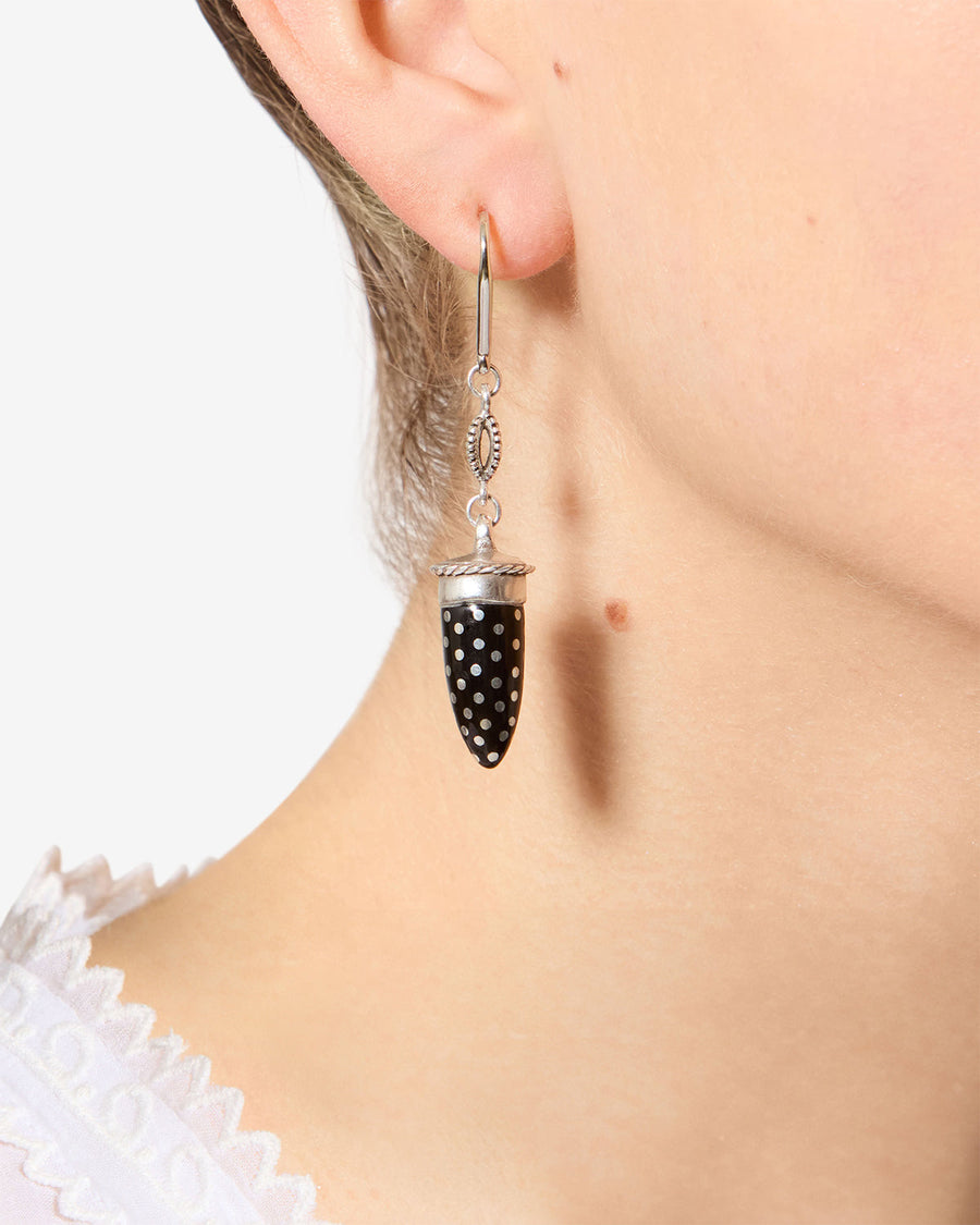 Boucles d'oreille Cala — Noir et argenté, vue 2 ; référence BL0305FAD3B02BBKSI