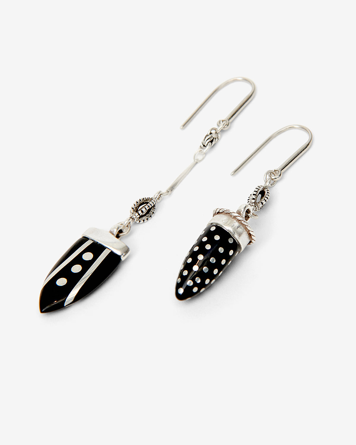 Boucles d'oreille Cala — Noir et argenté, vue 3 ; référence BL0305FAD3B02BBKSI