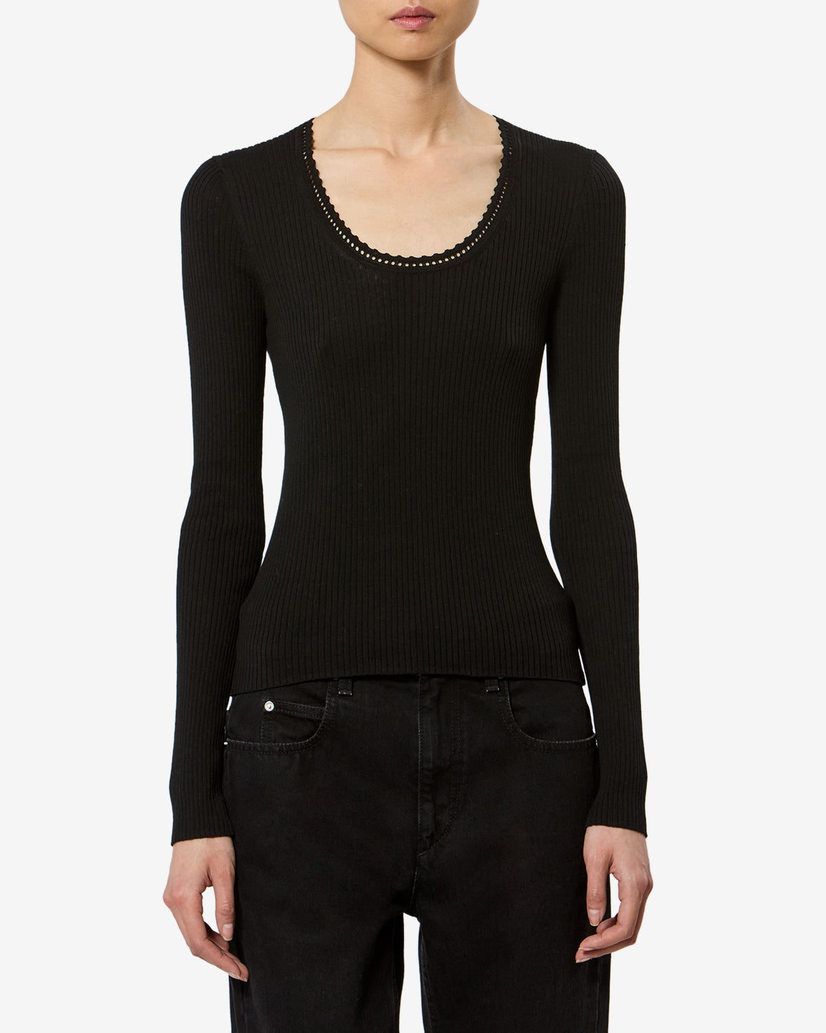 Pull Selenie en soie — Noir, vue 1 ; référence PU0945FBD3L02I01BK