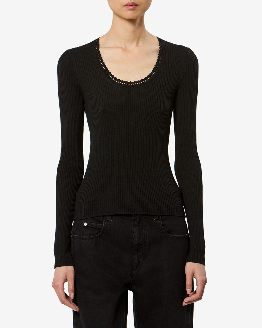 Pull Selenie en soie — Noir, vue 1 ; référence PU0945FBD3L02I01BK