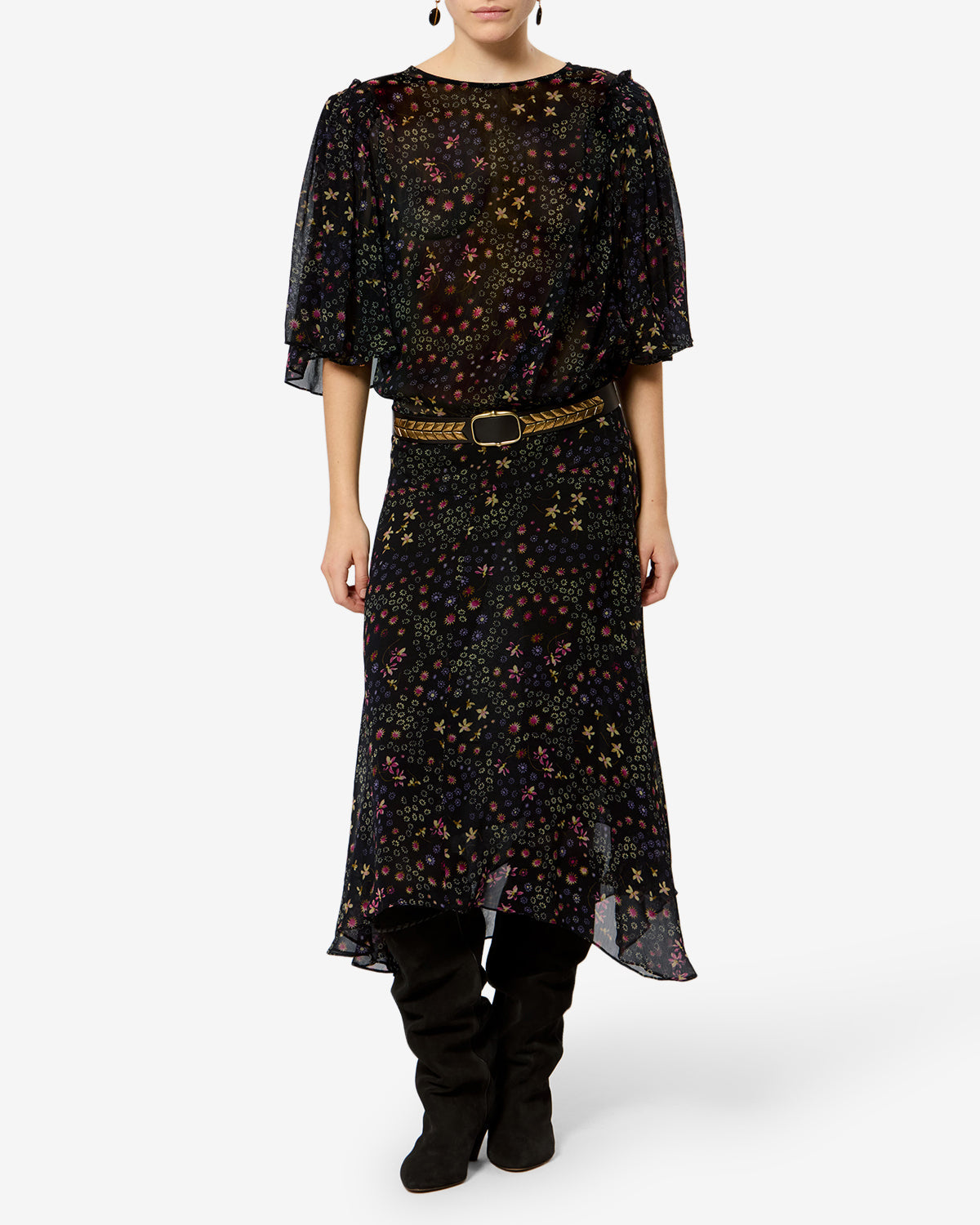 Robe Firda — Noir et écru, vue 1 ; référence RO1111FAD3J01EBKEC