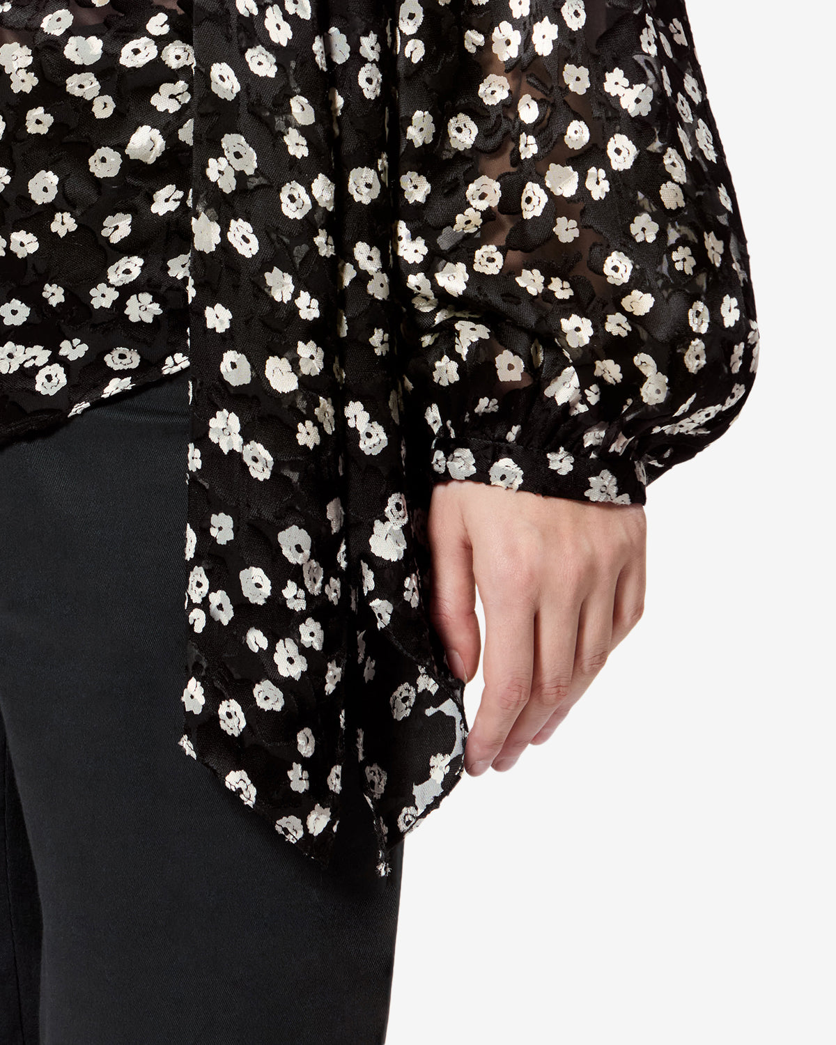 Blouse Firma — Noir et écru, vue 3 ; référence HT0938FAD3J14IBKEC