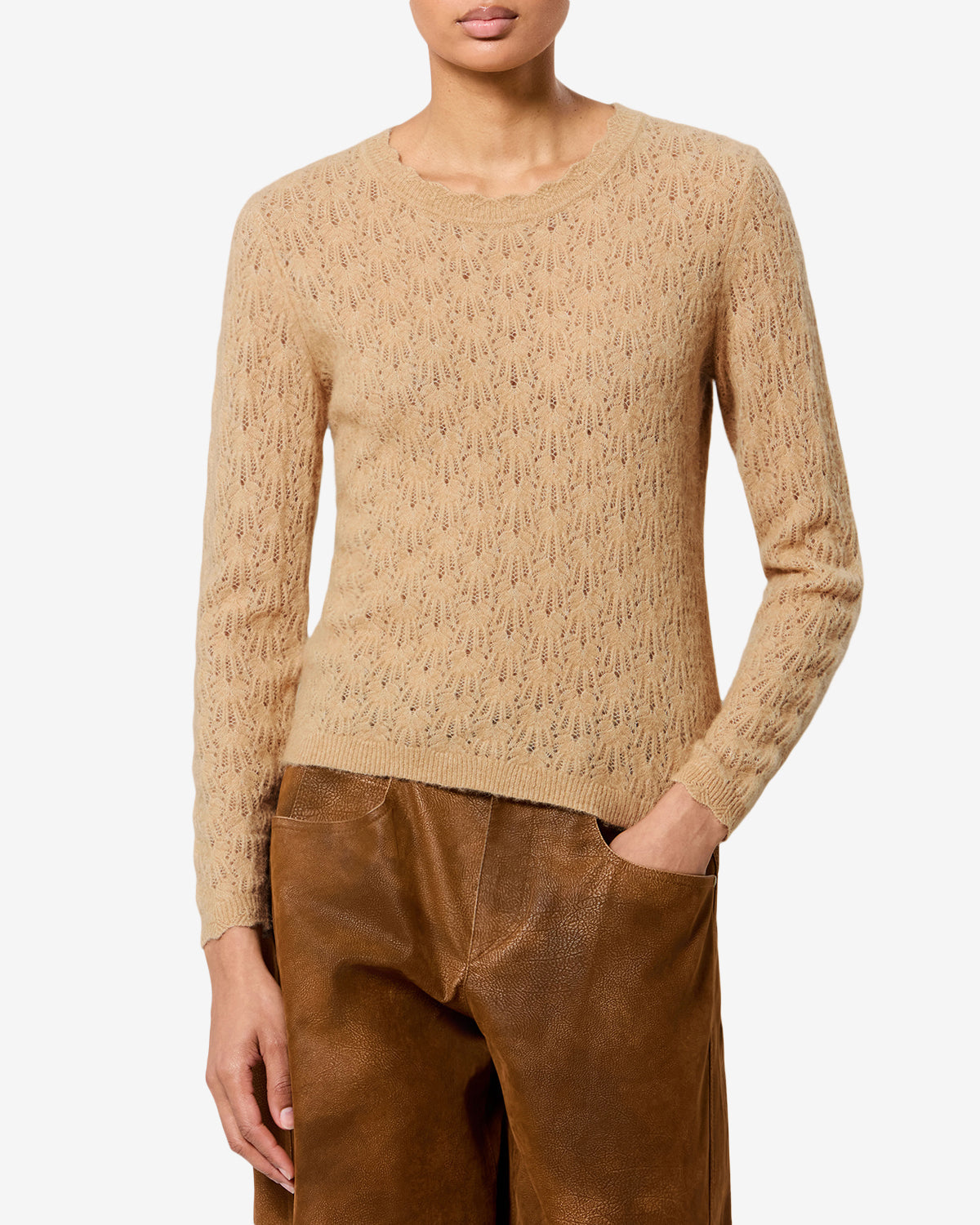 Pull Obeline en alpaga — Camel, vue 1 ; référence PU0726FAA1L68E50CM