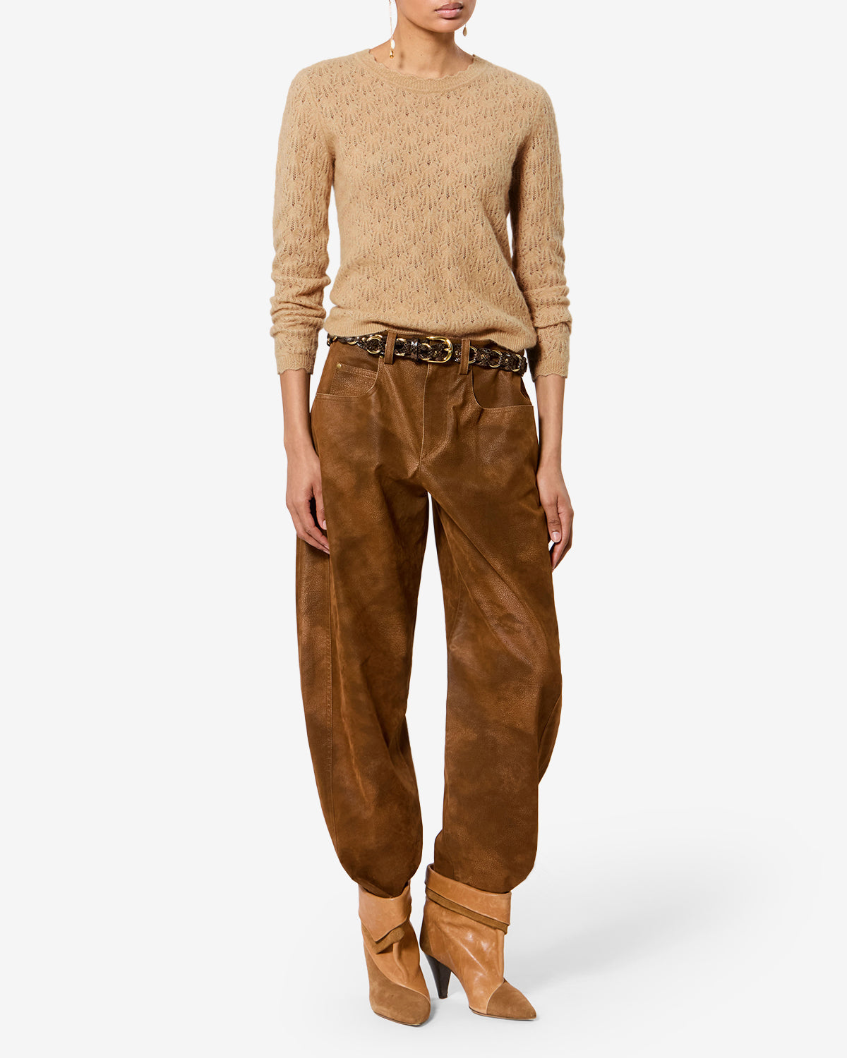 Pull Obeline en alpaga — Camel, vue 2 ; référence PU0726FAA1L68E50CM