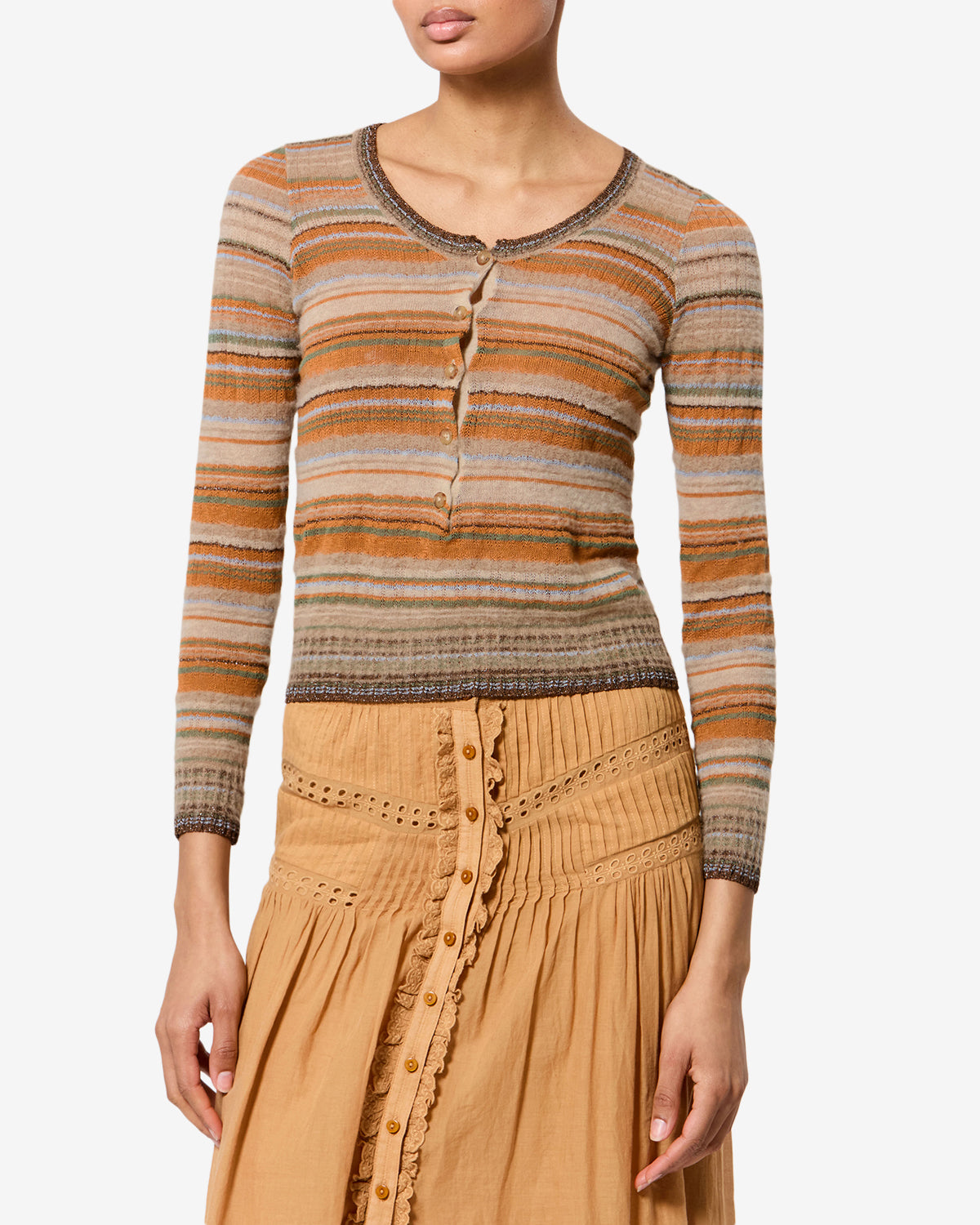 Pull Frederica en lin — Beige, vue 1 ; référence PU0958FAD3L03E90BE