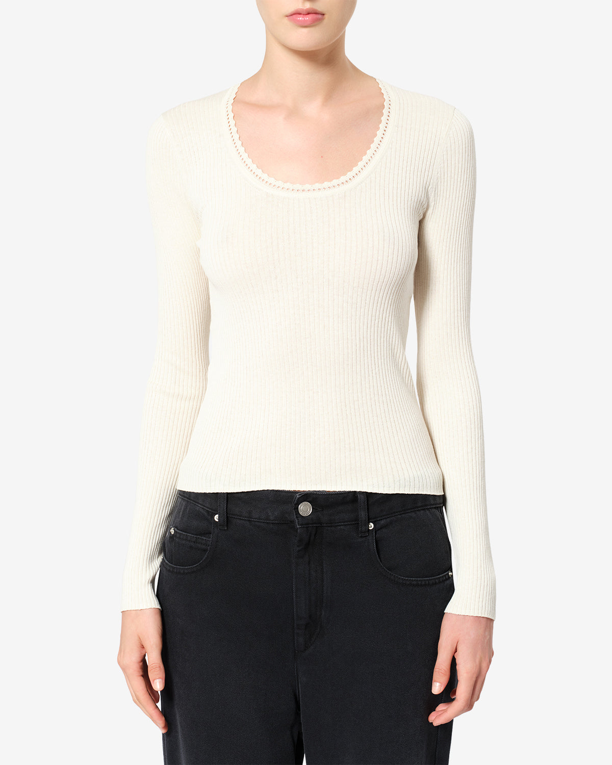 Pull Selenie en soie — Écru, vue 1 ; référence PU0945FBD3L02I23EC