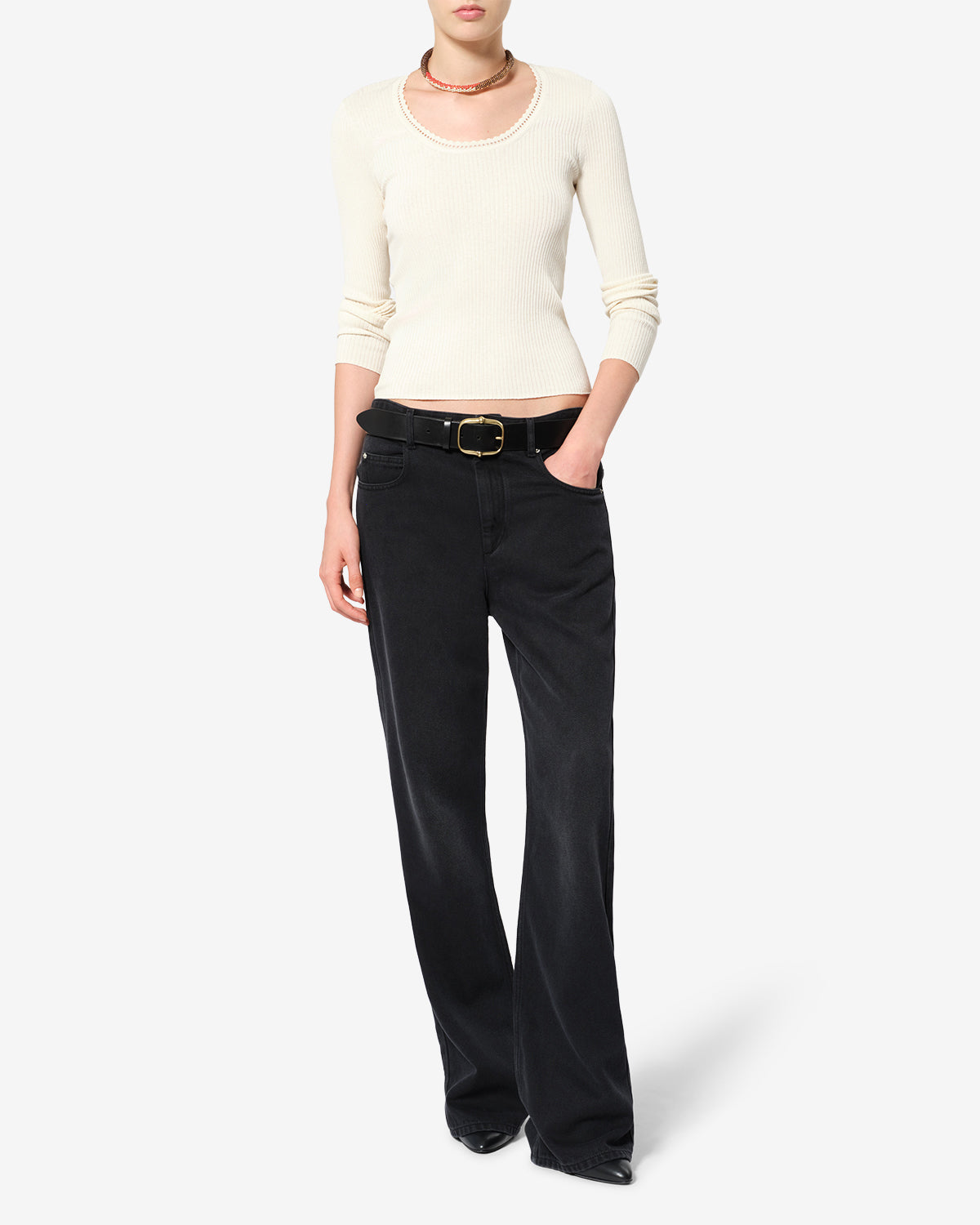 Pull Selenie en soie — Écru, vue 2 ; référence PU0945FBD3L02I23EC