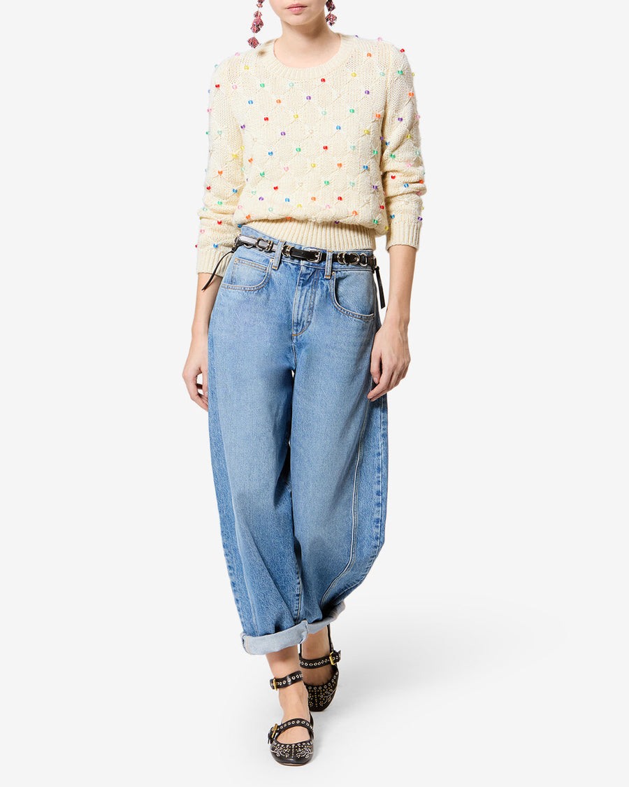 Pull Priyanka en laine — Écru-multicolore, vue 2 ; référence PU0917FAD3L09EECMU