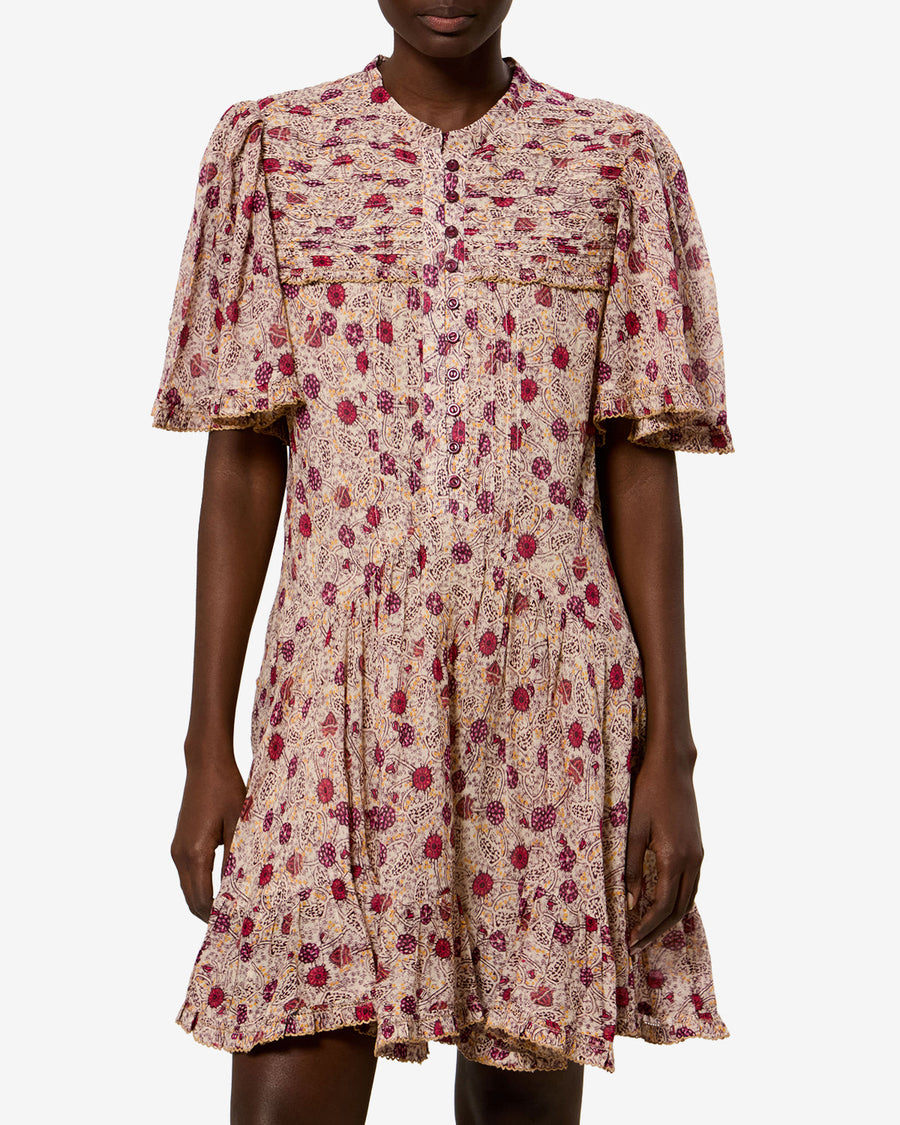 Robe Daynia — Écru-framboise, vue 1 ; référence RO1165FAD3J03EECRY