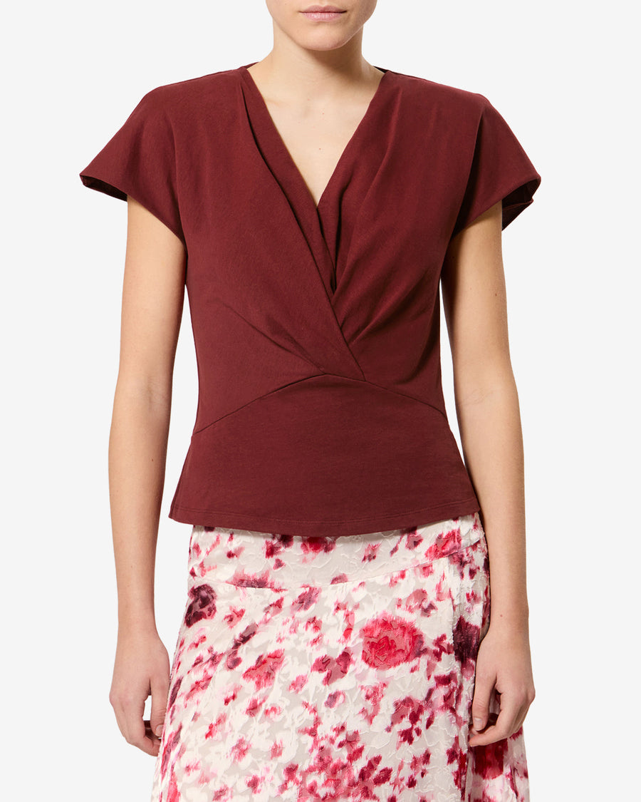 T-shirt Nadrine — Bordeaux foncé, vue 1 ; référence TS0341FAA1N41I80DB