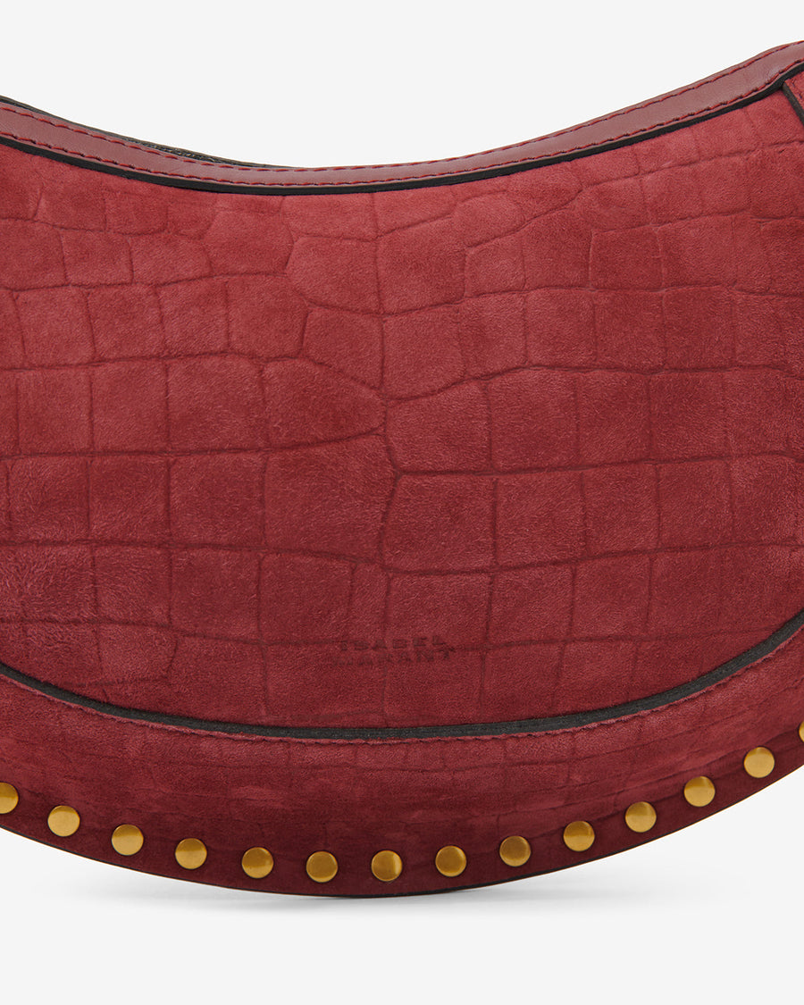 Sac Oskan Moon en cuir velours effet croco — Cerise, vue 1 ; référence PP0003FAD3C15M70CH