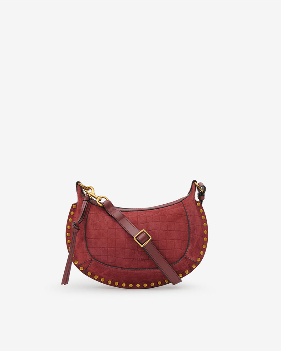 Sac Oskan Moon en cuir velours effet croco — Cerise, vue 2 ; référence PP0003FAD3C15M70CH