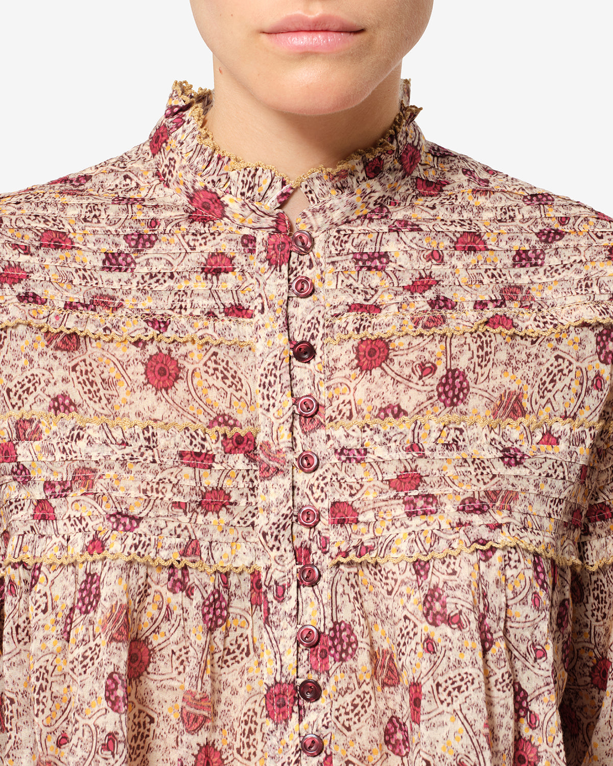Blouse Doane — Écru-framboise, vue 3 ; référence HT0914FAD3J03EECRY