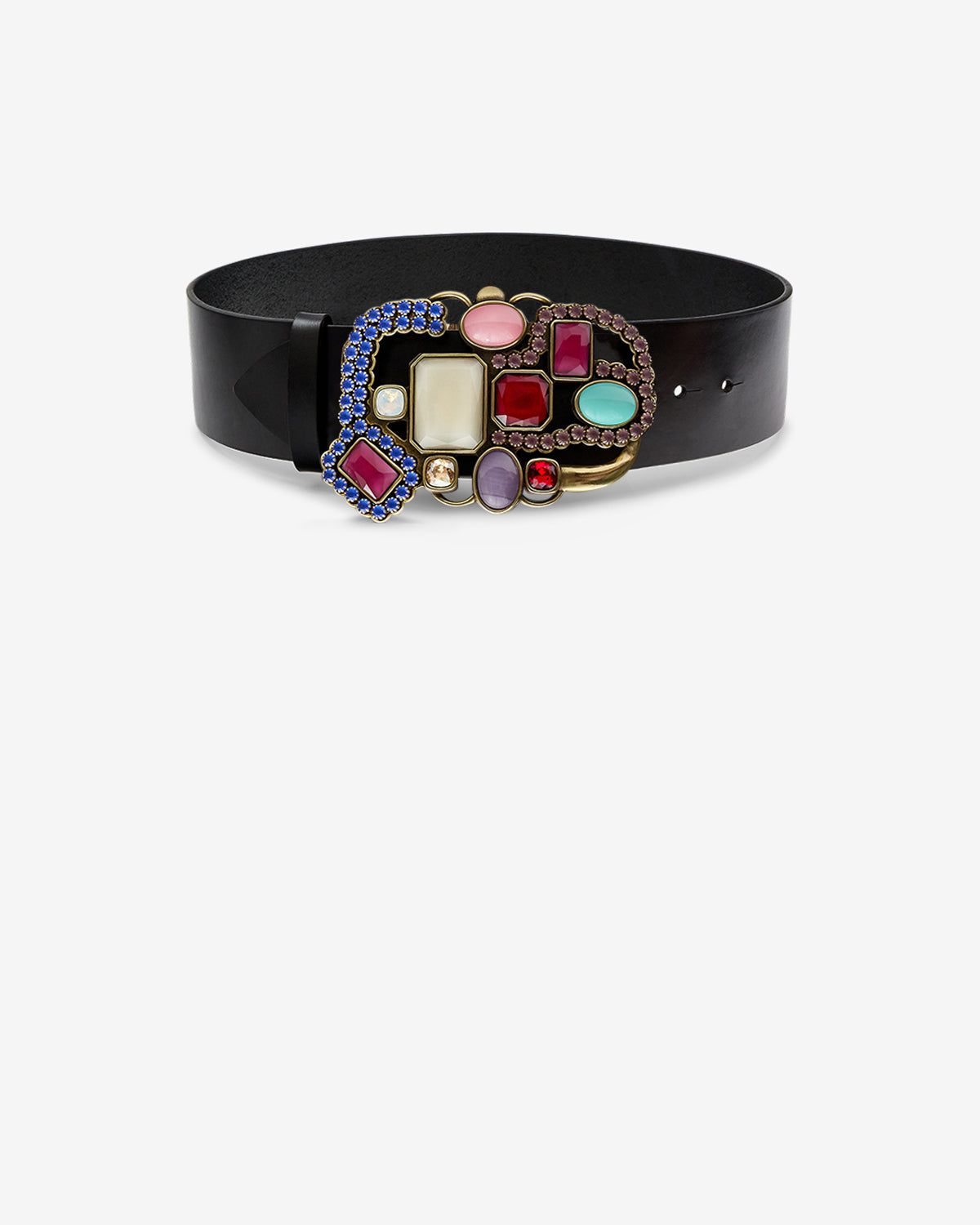 Ceinture Nedia en cuir — Noir-multicolore, vue 1 ; référence CE457BFAD3A05ABKMU