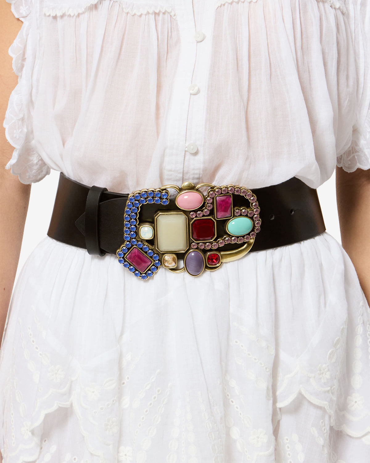 Ceinture Nedia en cuir — Noir-multicolore, vue 3 ; référence CE457BFAD3A05ABKMU