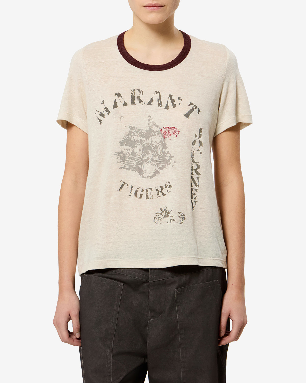 T-shirt Kiliann en lin — Beige clair, vue 1 ; référence TS0016FAD3N06E90LB