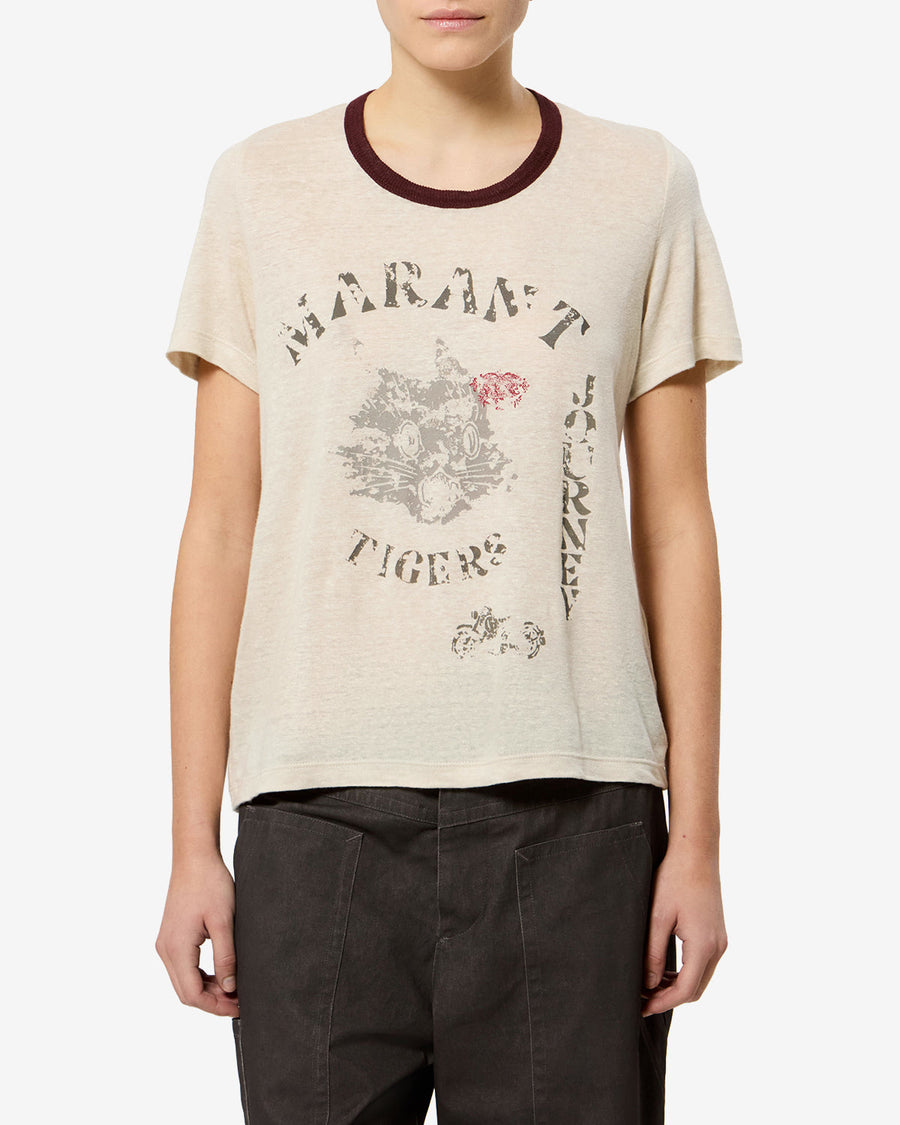 T-shirt Kiliann en lin — Beige clair, vue 1 ; référence TS0016FAD3N06E90LB