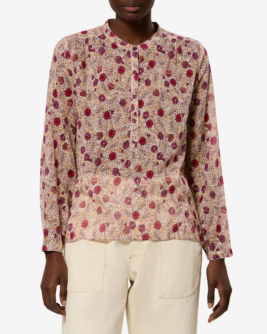 Blouse Maria — Écru-framboise, vue 1 ; référence HT0029FAD3J03EECRY