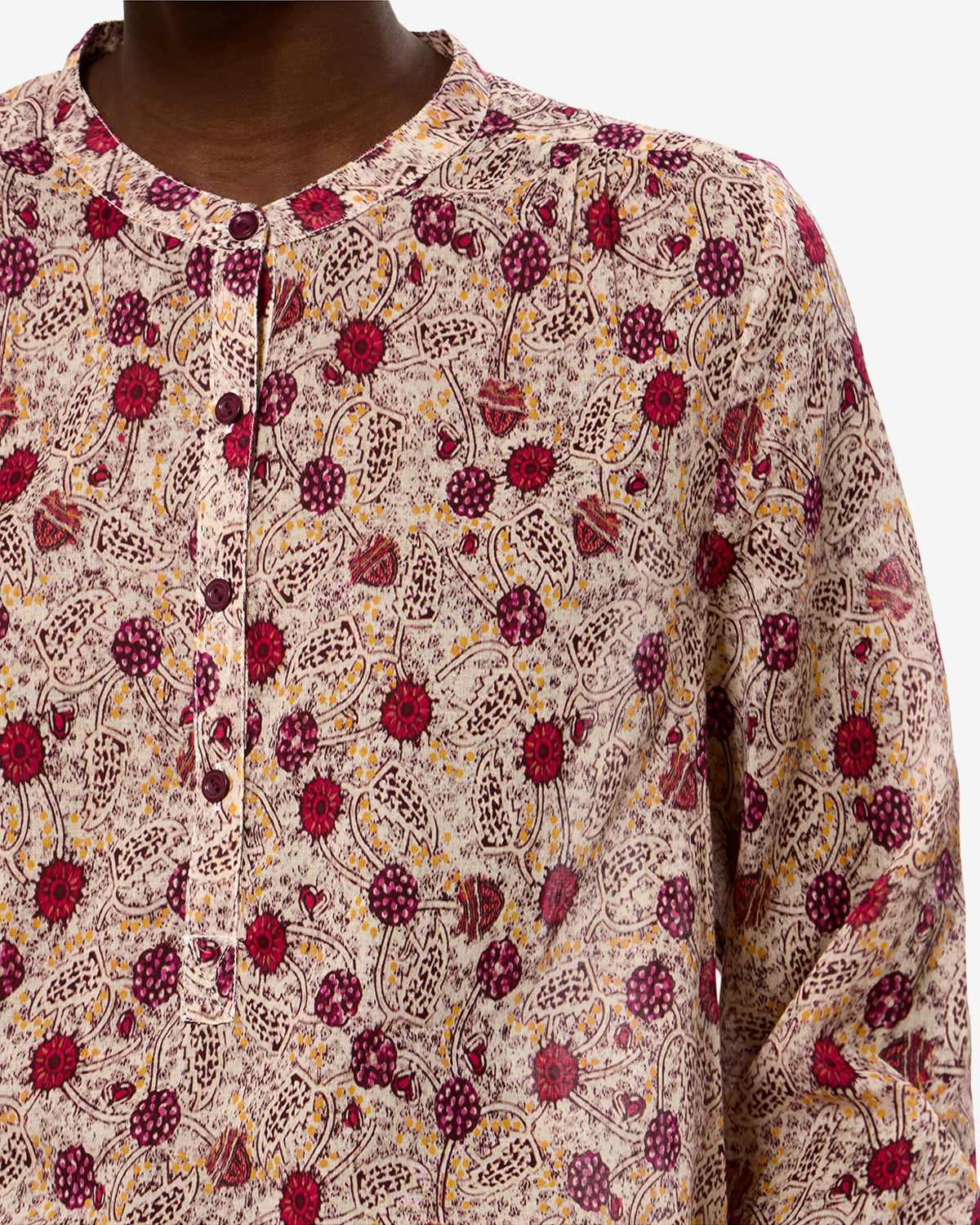 Blouse Maria — Écru-framboise, vue 3 ; référence HT0029FAD3J03EECRY