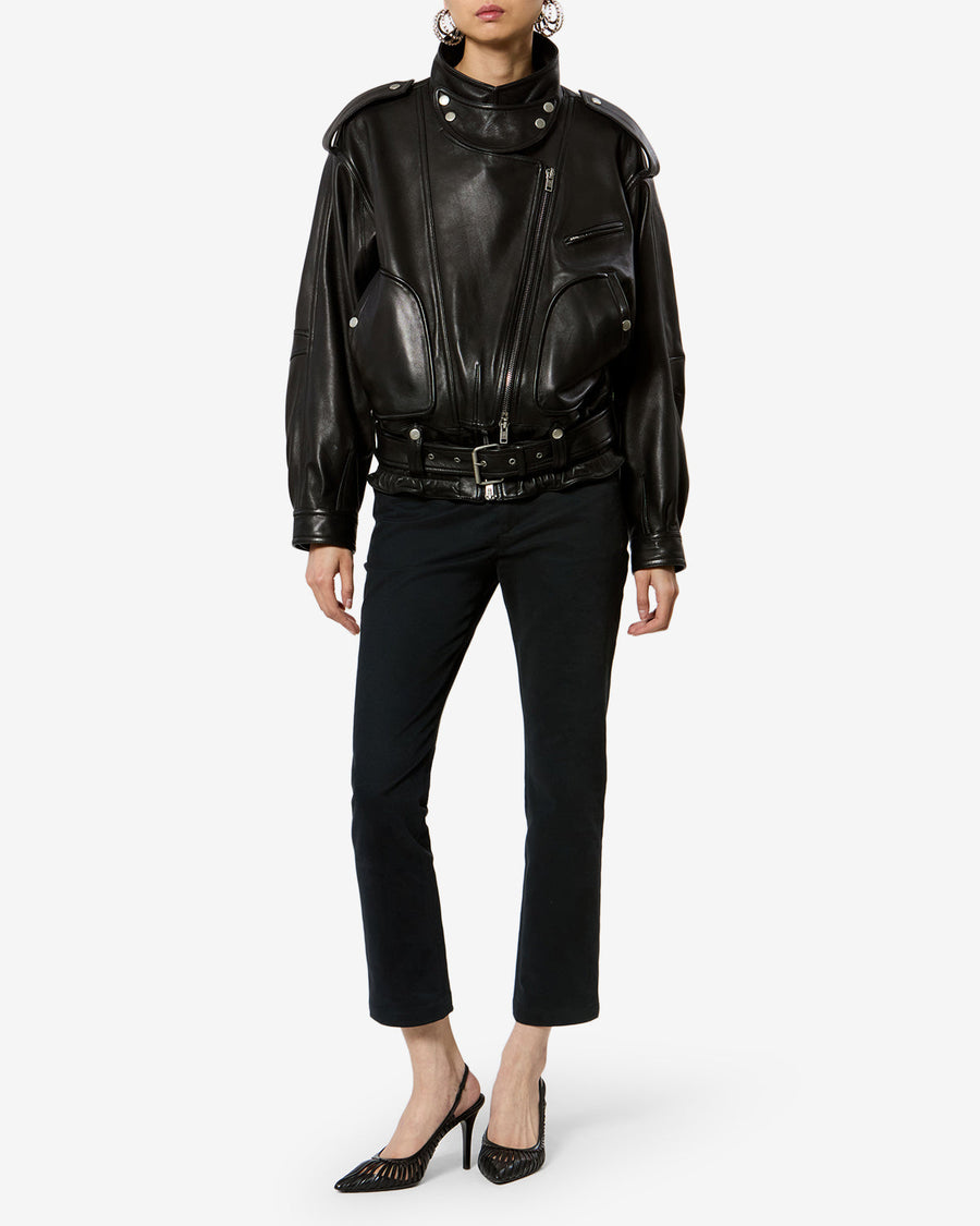 Veste Farza en cuir — Noir, vue 2 ; référence VE0744FAD3B04I01BK