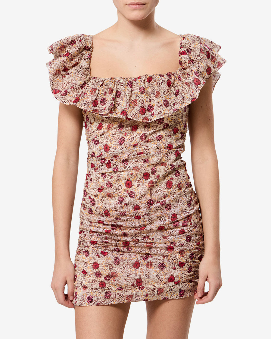 Robe Davilia — Écru-framboise, vue 1 ; référence RO1102FAD3J03EECRY