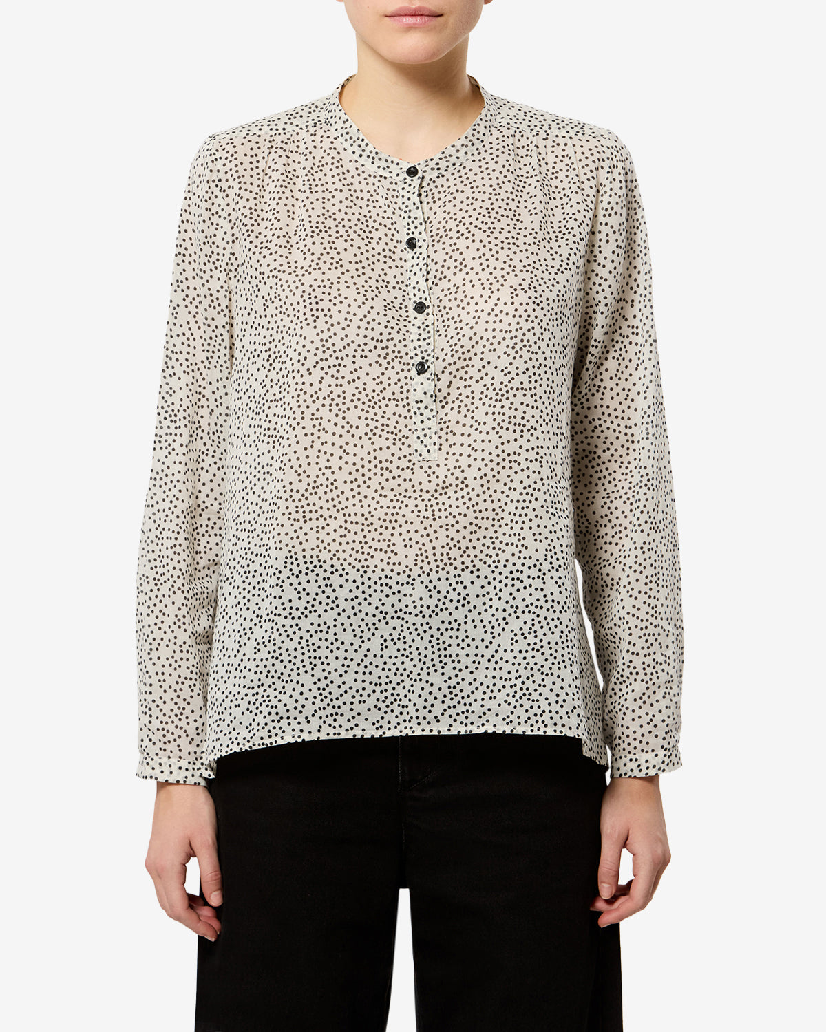 Blouse Maria — Écru et noir, vue 1 ; référence HT0029FAD3J03EECBK