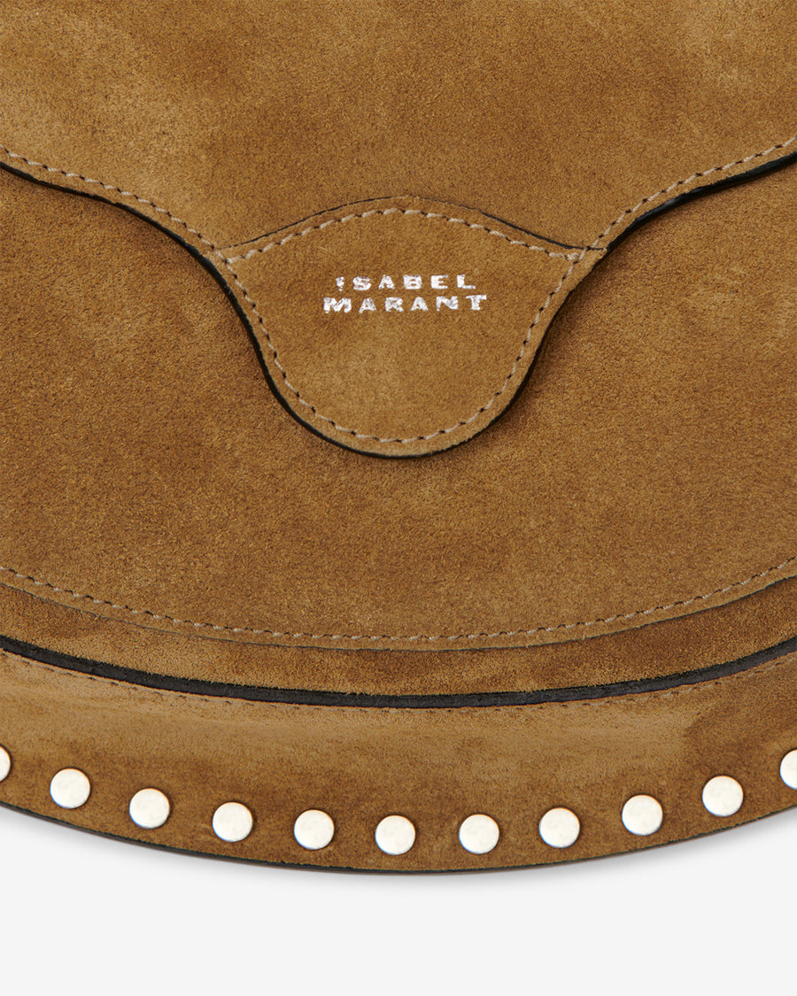 Sac Moon Pocket en cuir velours — Taupe, vue 1 ; référence PP0511FAA3C32M50TA