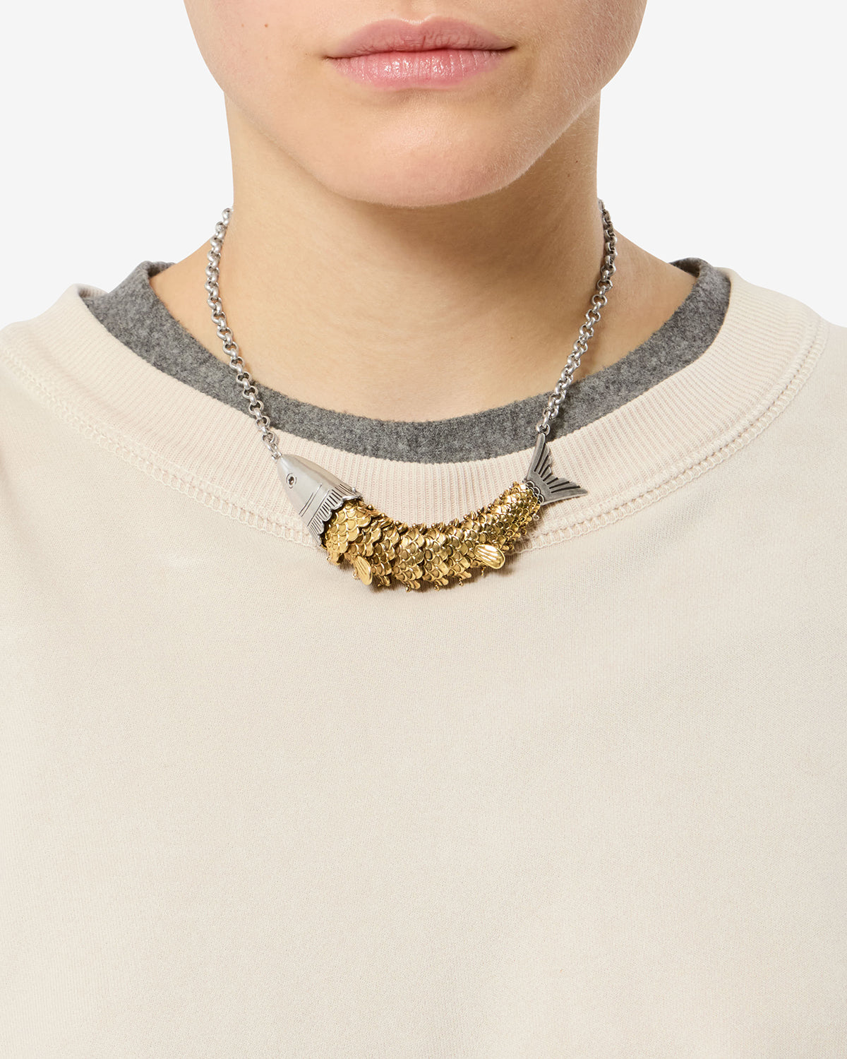 Collier ras du cou River — Argenté-doré, vue 2 ; référence RC0051FAB4B09BSIDO