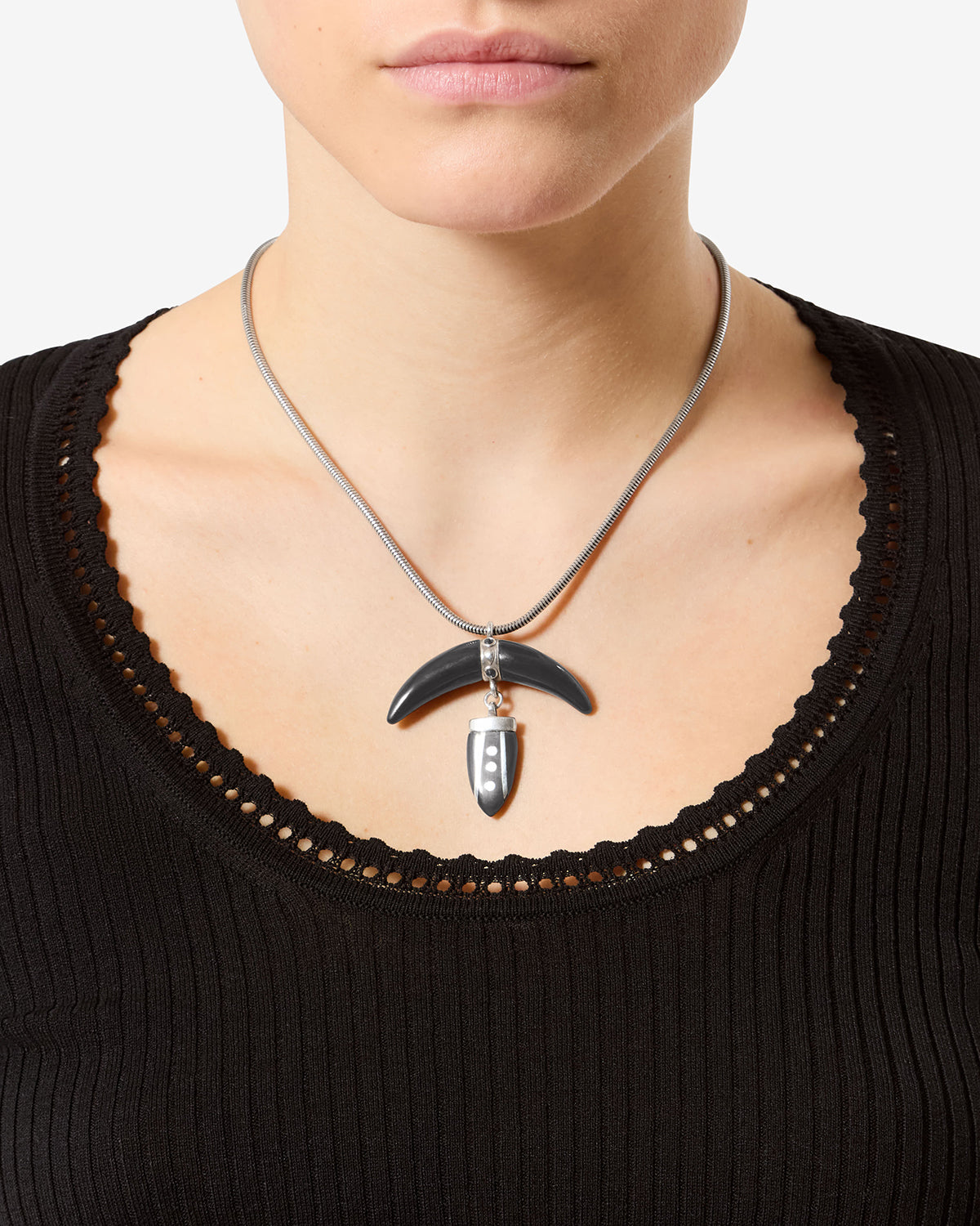 Collier Cala — Noir et argenté, vue 2 ; référence CO0198FAD3B02BBKSI
