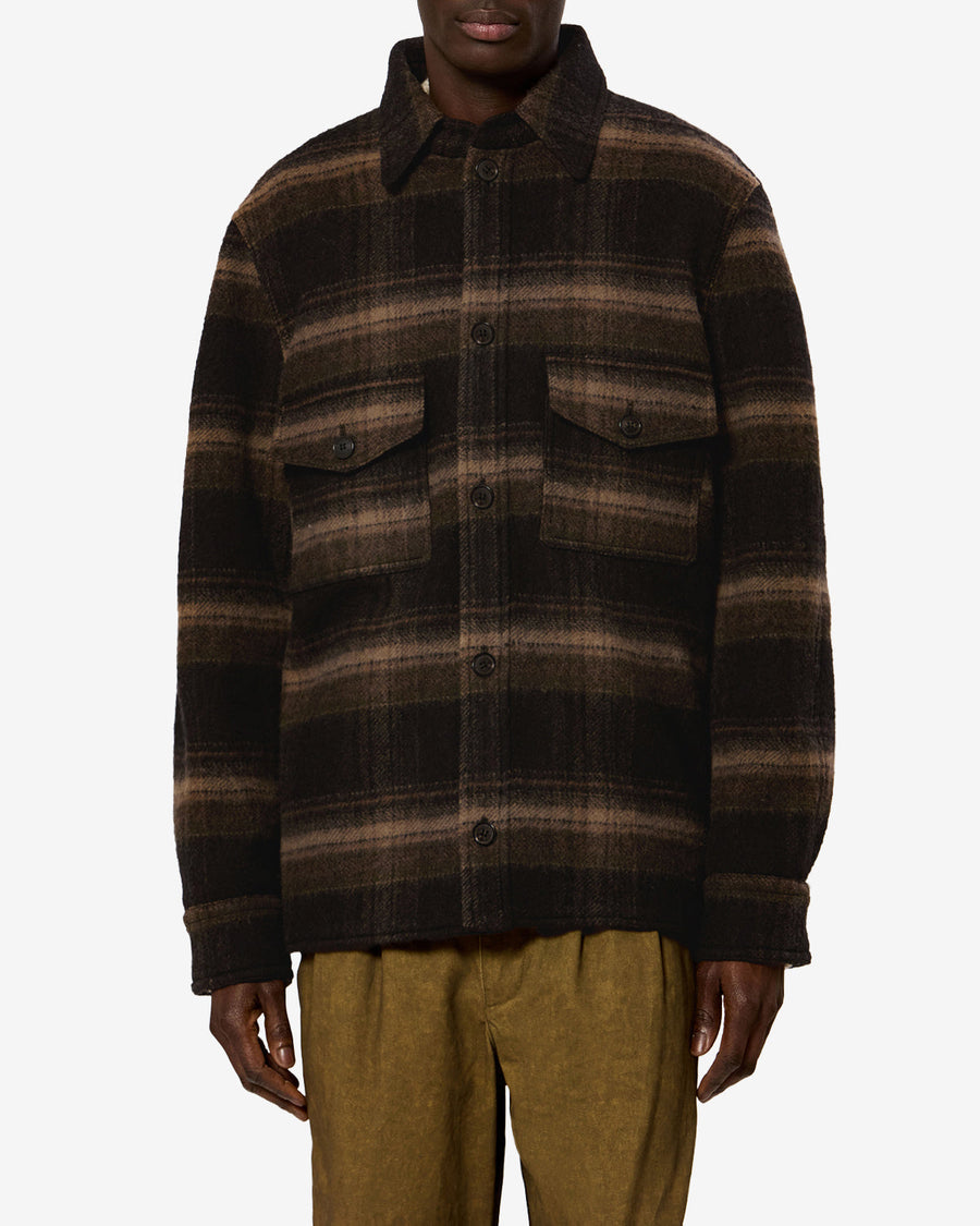 Veste Kervon en laine — Noir / Kaki, vue 1 ; référence VE0052HHD3D01HBKKI