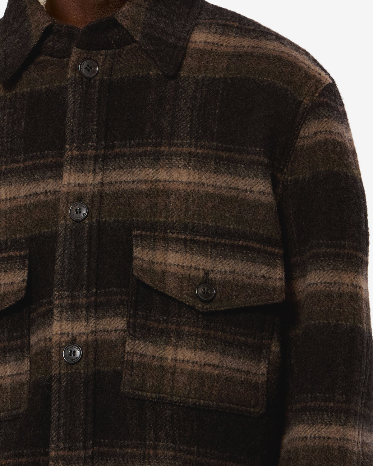 Veste Kervon en laine — Noir / Kaki, vue 3 ; référence VE0052HHD3D01HBKKI