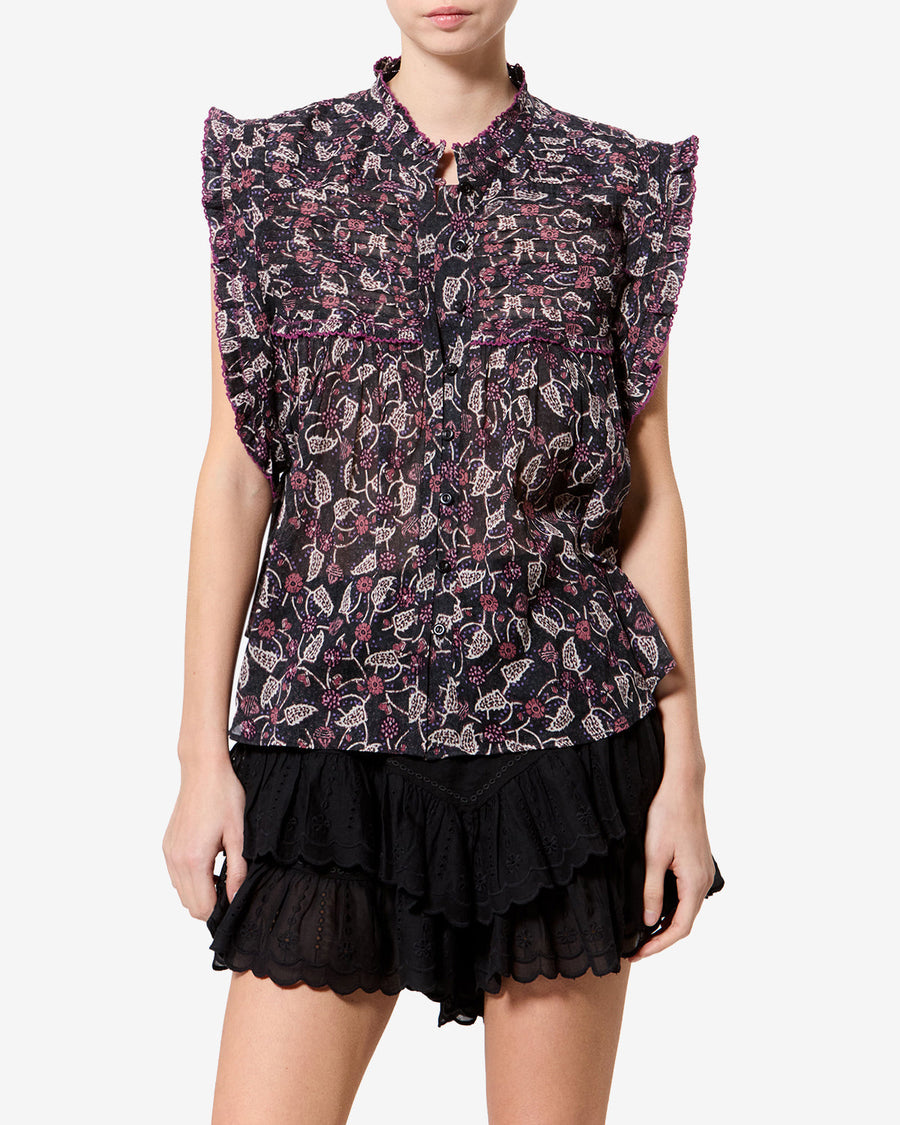 Top Dersia — Noir / Framboise, vue 1 ; référence HT0948FAD3J03EBKRY