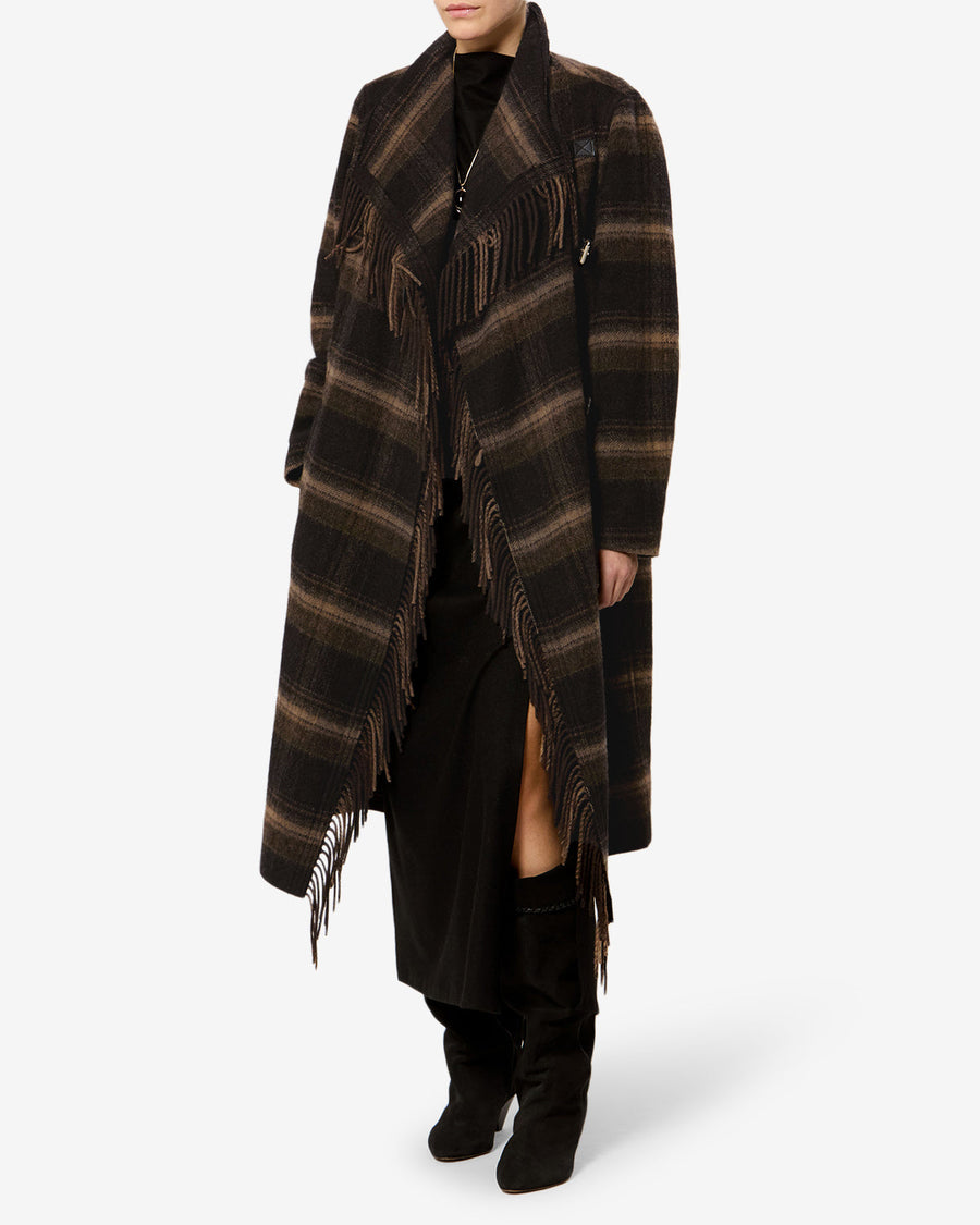 Manteau Gihan en laine — Noir / Kaki, vue 1 ; référence MA0555FAD3D01EBKKI