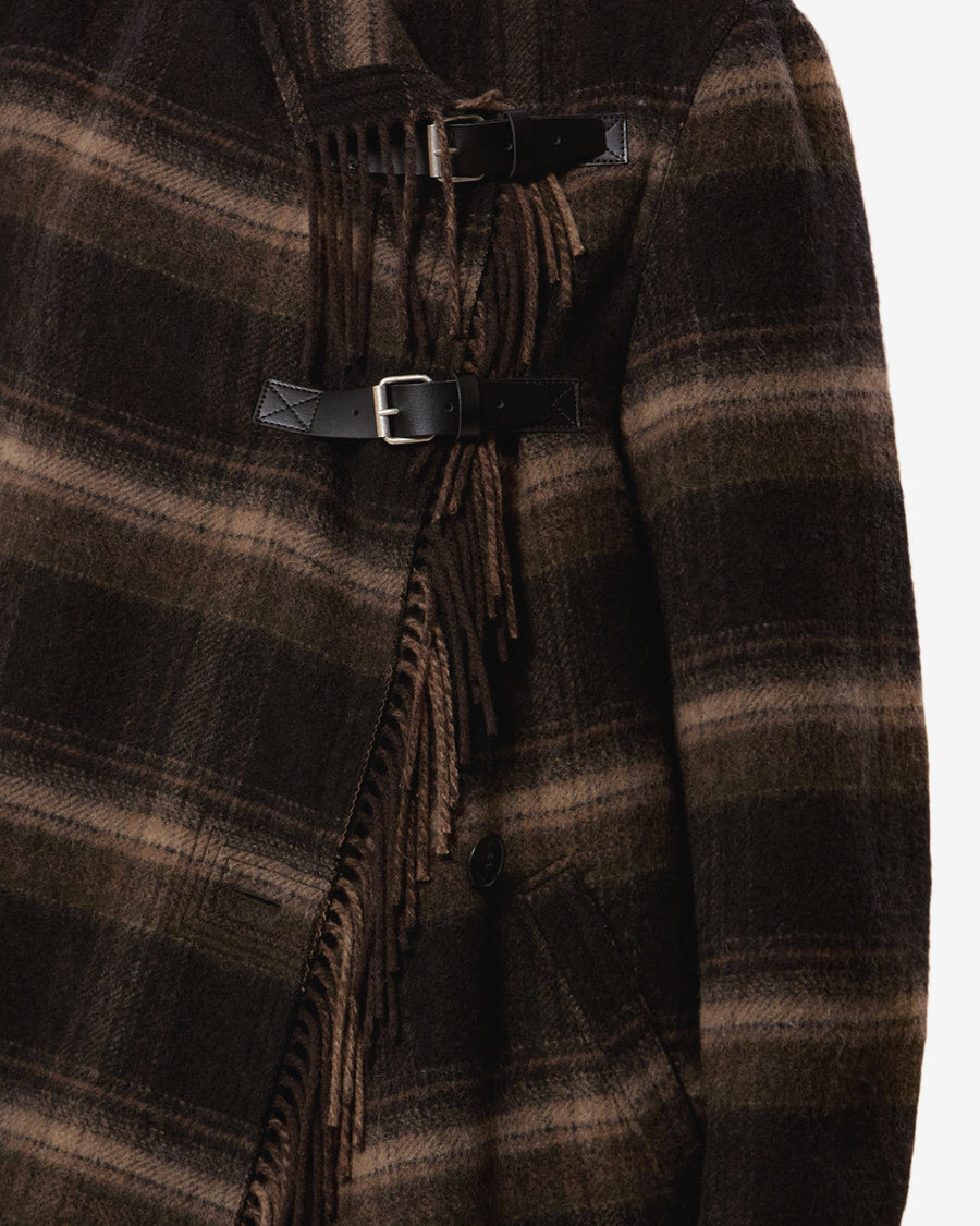 Manteau Gihan en laine — Noir / Kaki, vue 2 ; référence MA0555FAD3D01EBKKI