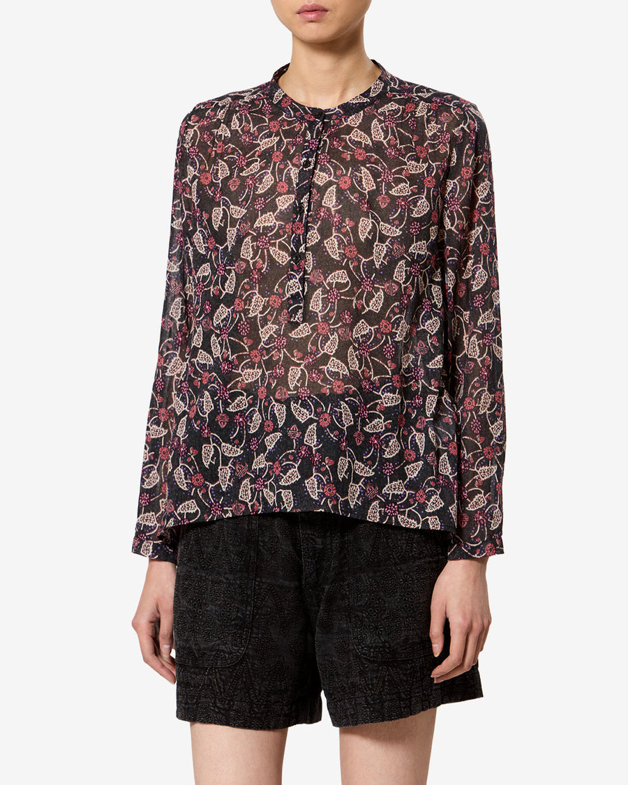 Blouse Maria — Noir / Framboise, vue 1 ; référence HT0029FAD3J03EBKRY